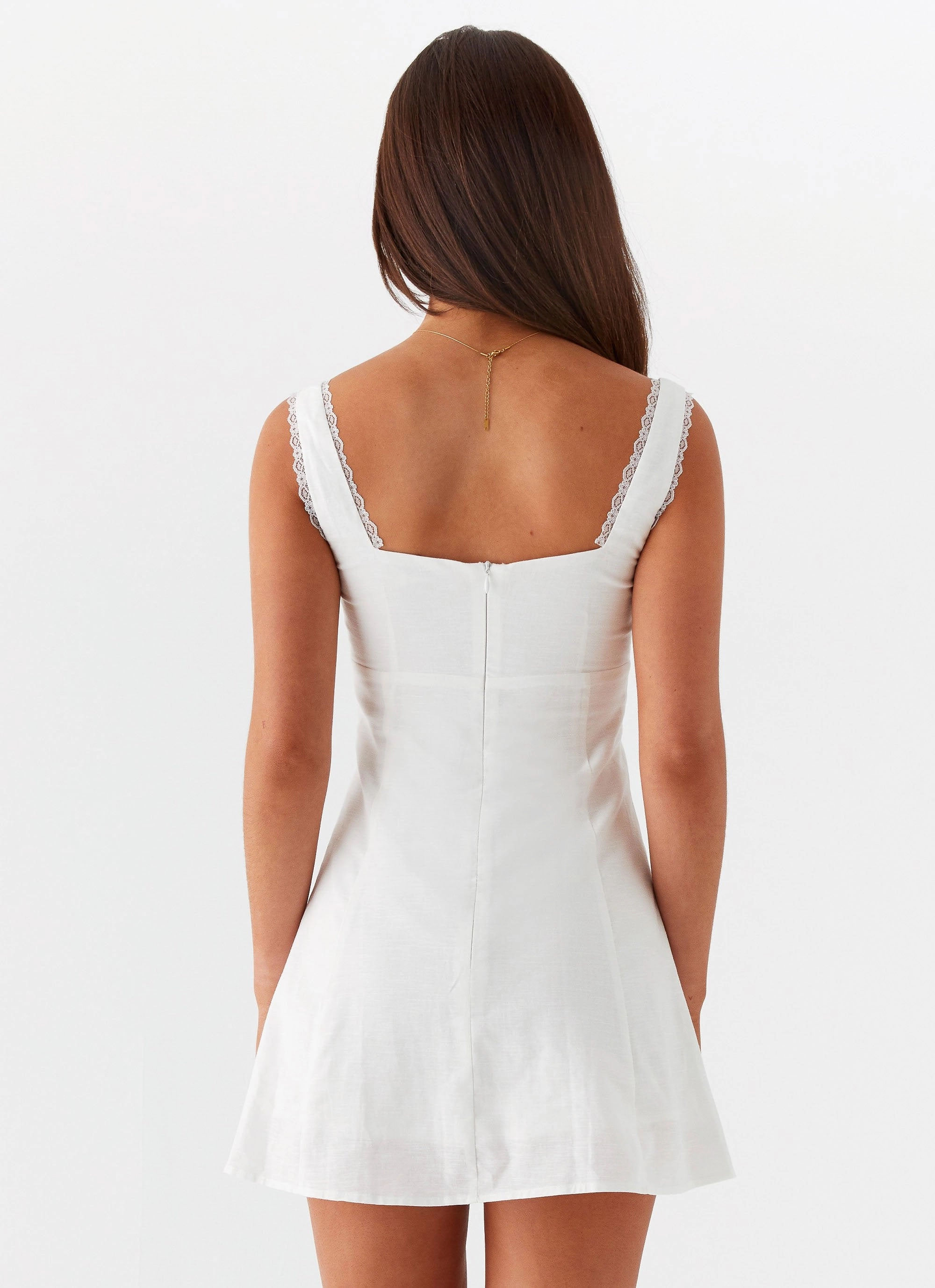 Rowena Mini Dress - White Subtle Stitch Whimsical Mood