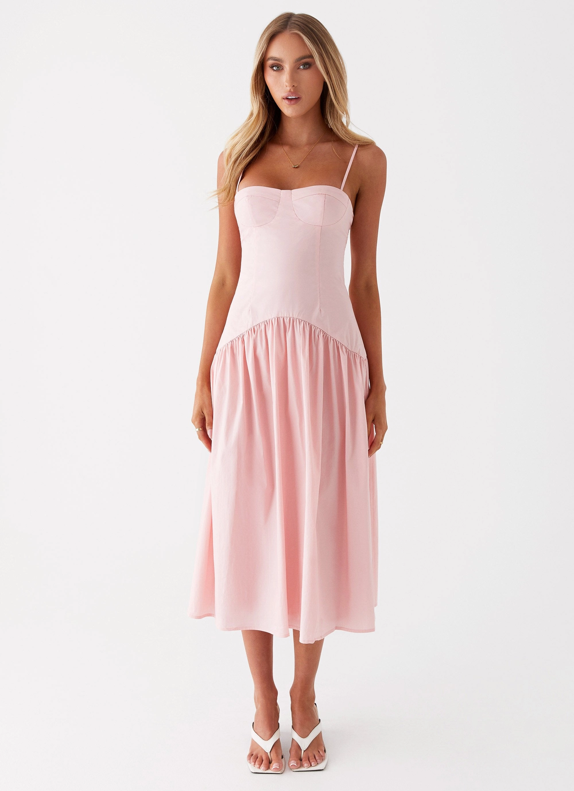 Yvette Corset Midi Dress - Pink loose silhouette Flattering Shape Wear