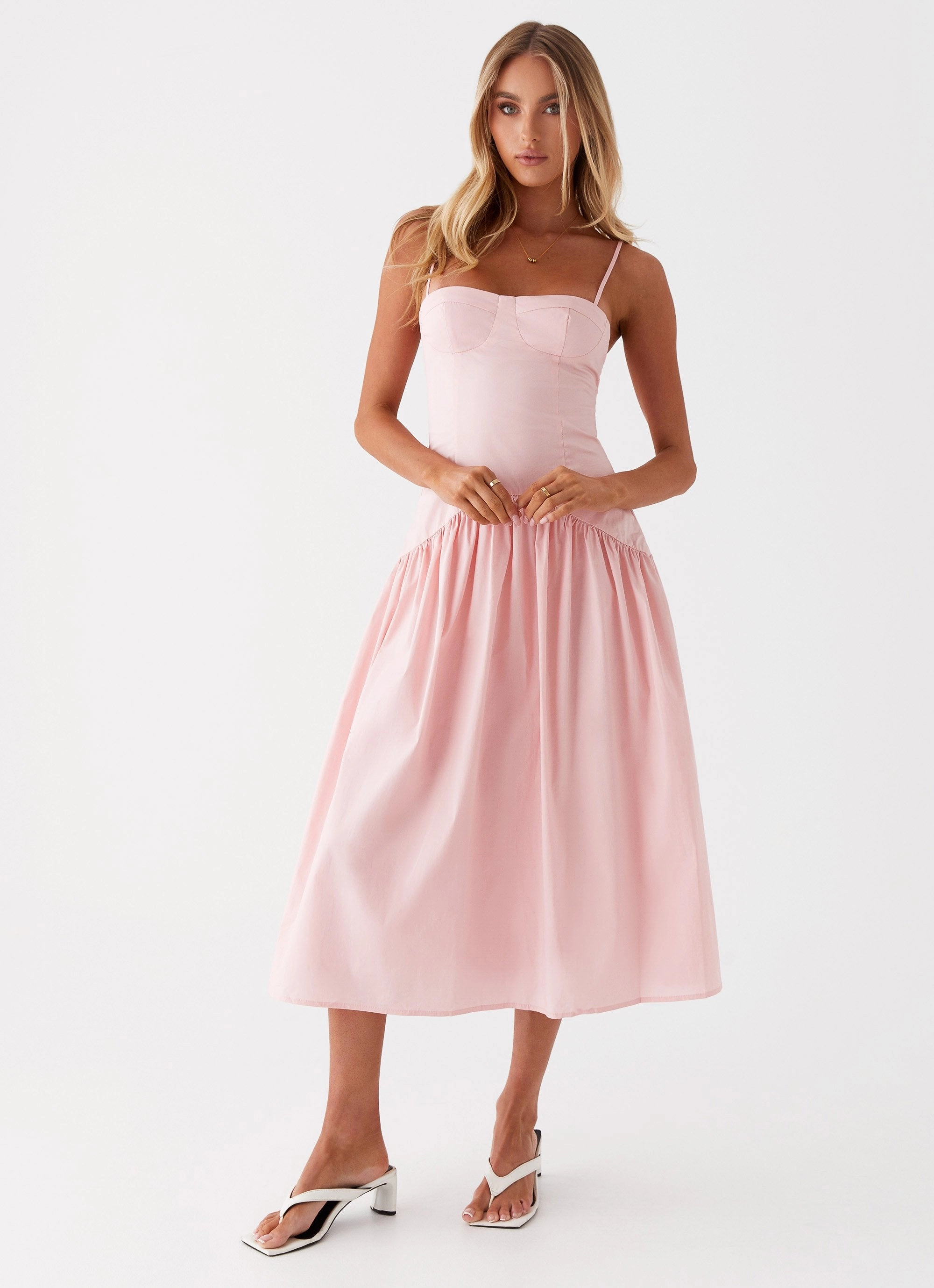 Yvette Corset Midi Dress - Pink Polished Form Comfortable Layering