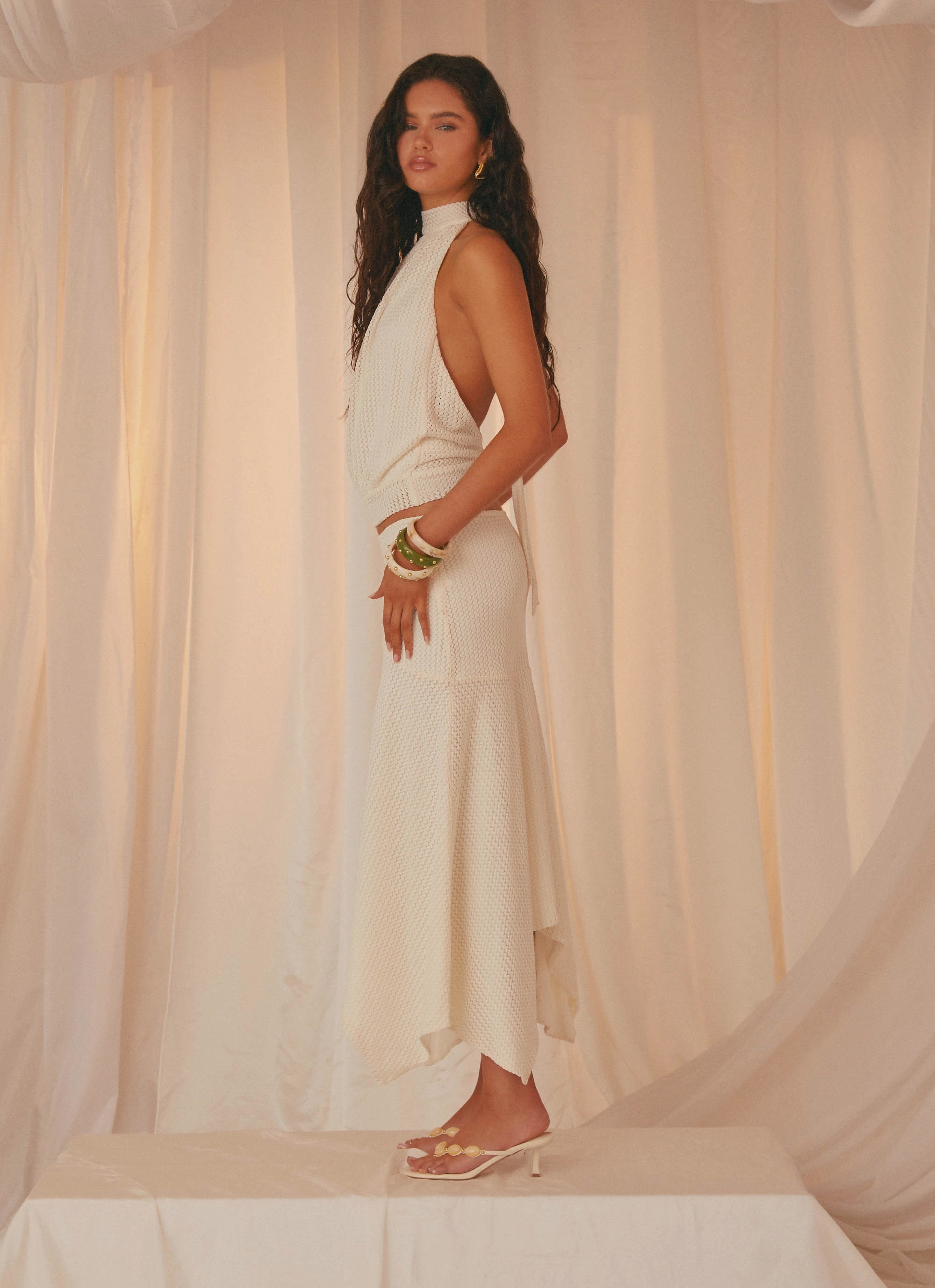Evaden Low Rise Midi Skirt - Ivory Flexible Wear