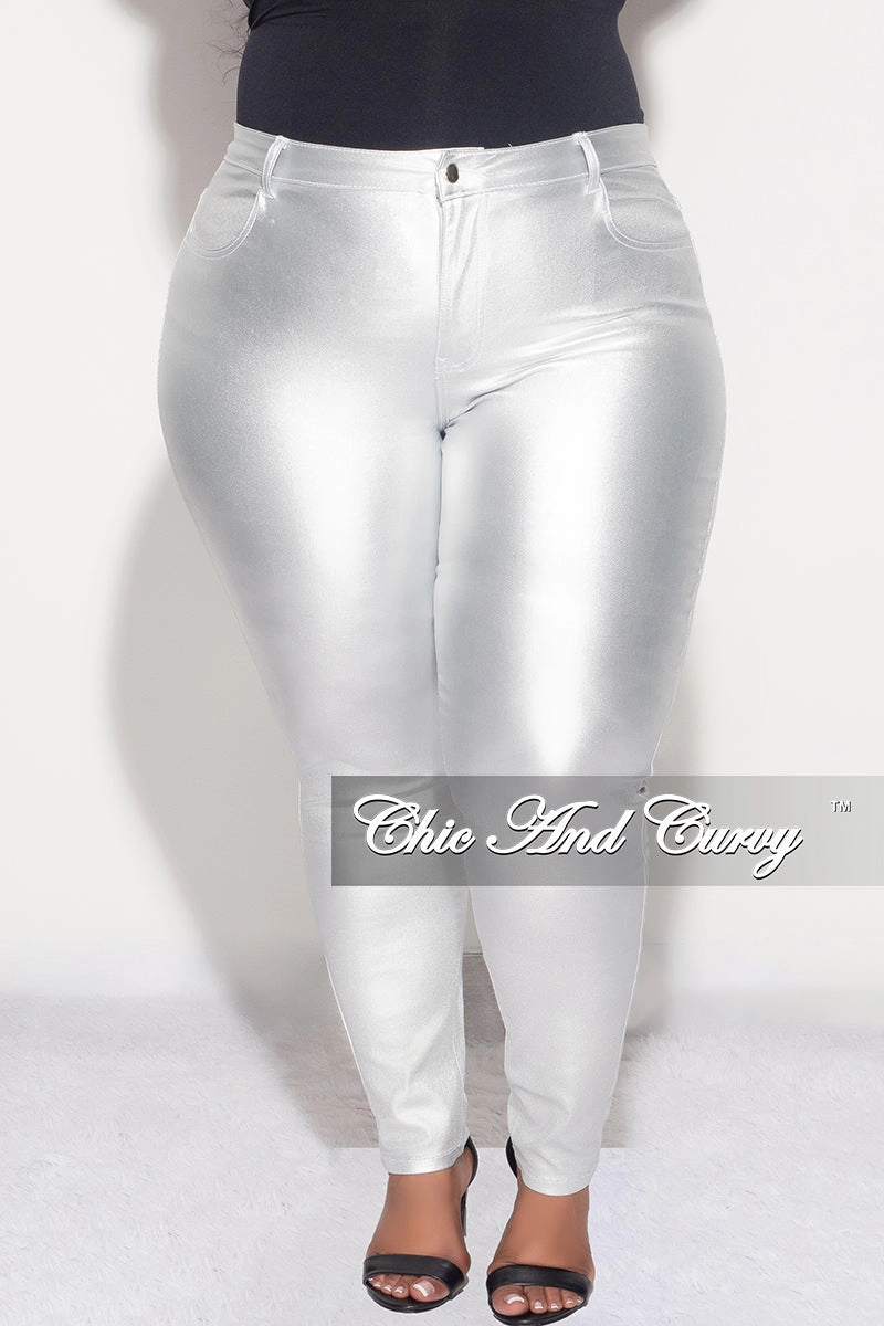 Quick Wash Timeless Comfort Wear Final Sale Plus Size Pants in Metallic Silver