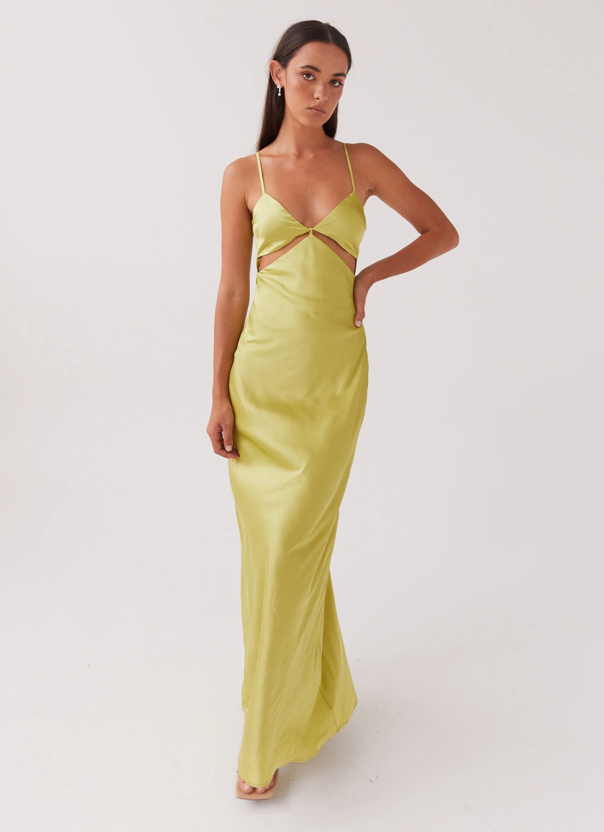 Raylie Cut Out Maxi Dress - Chartreuse Soft Movement