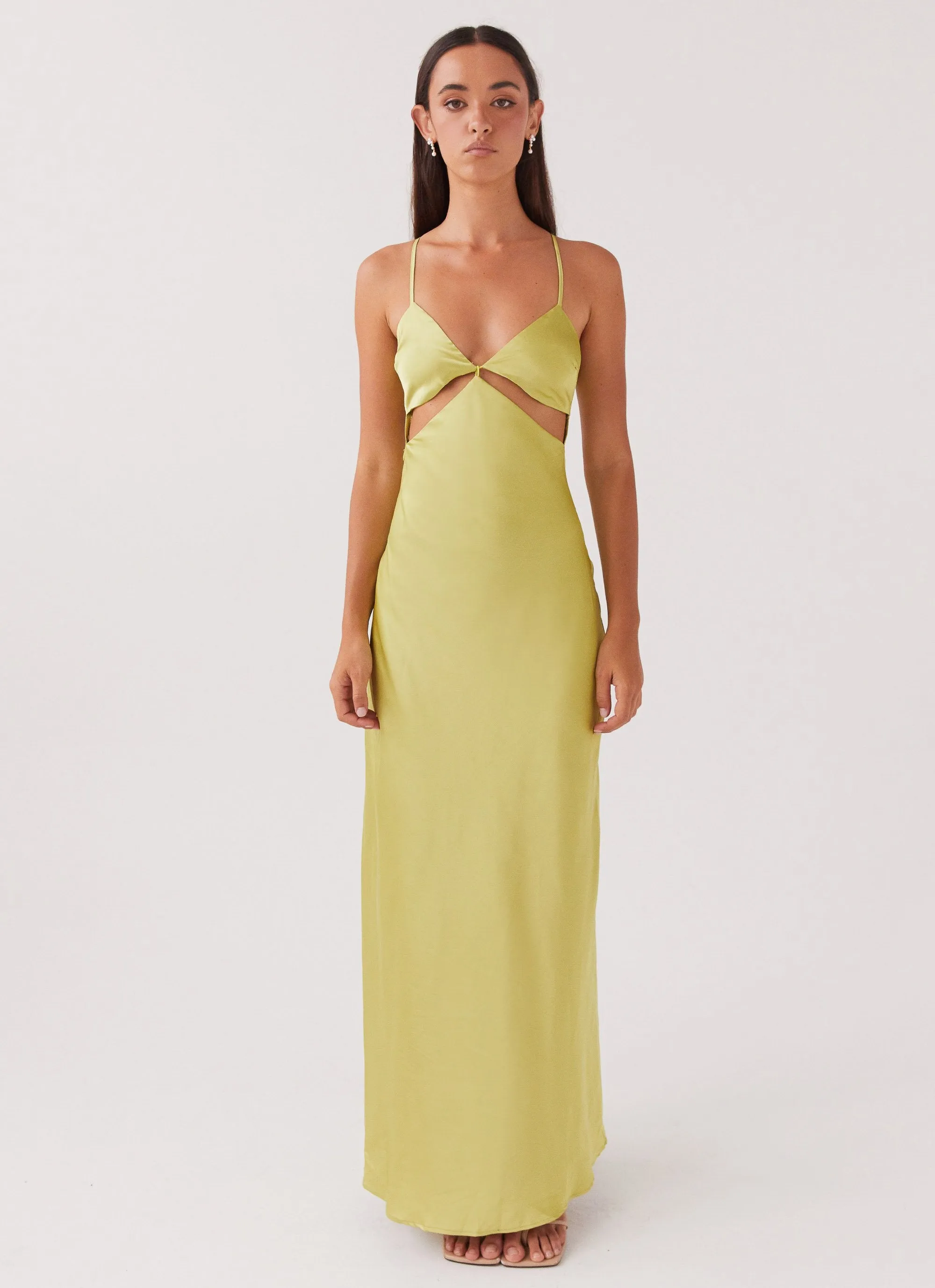 Elegant Mood Warranty-Included Raylie Cut Out Maxi Dress - Chartreuse