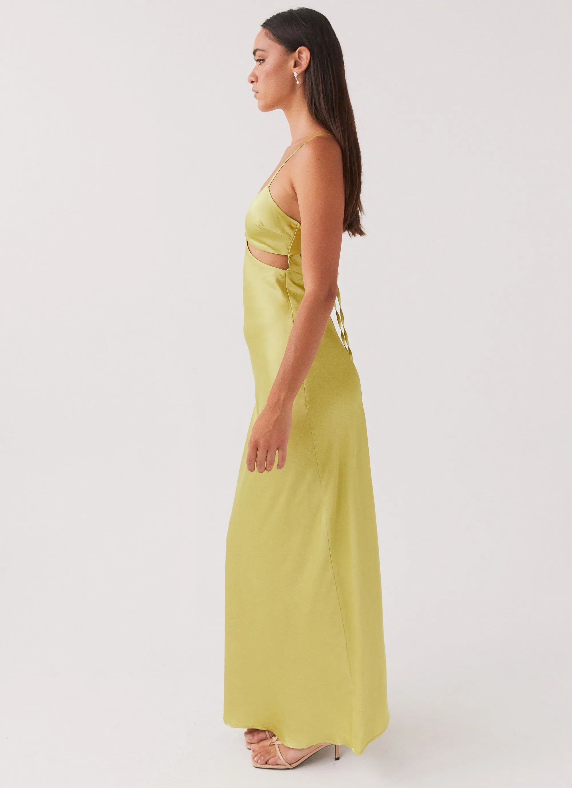 Work Mood Raylie Cut Out Maxi Dress - Chartreuse