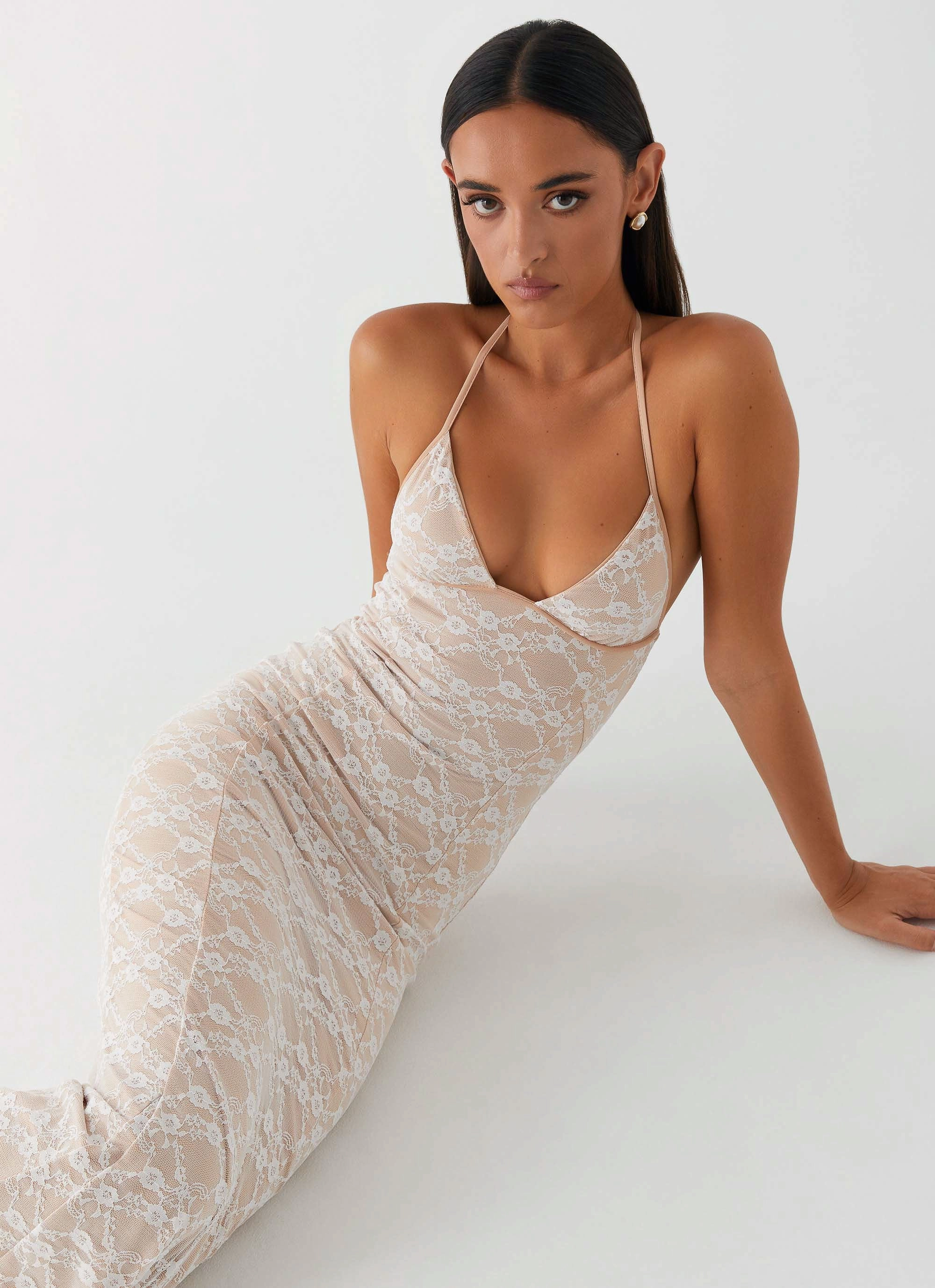 Jolina Lace Maxi Dress - White Stain-Resistant Basic essential