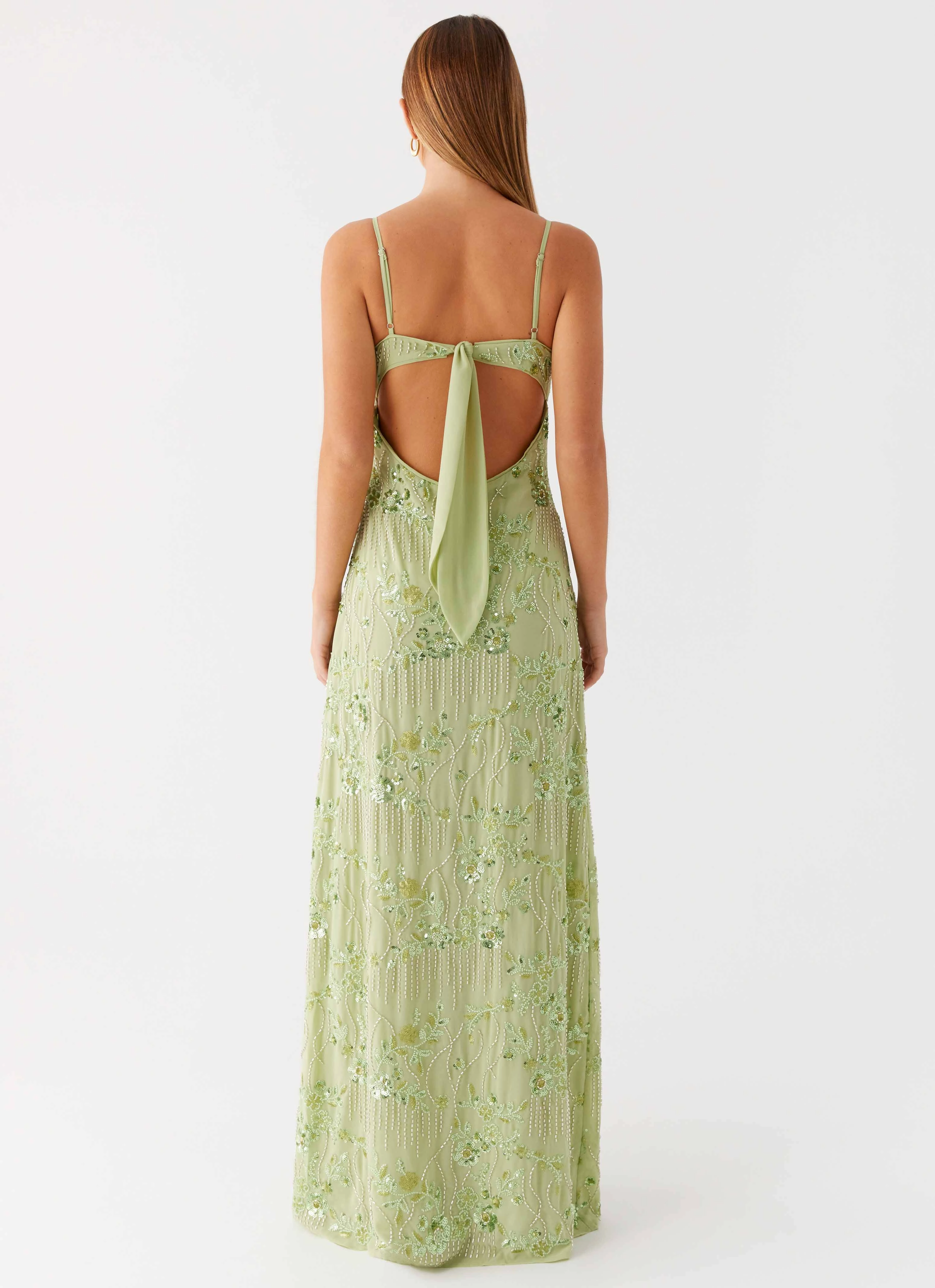 Effortless Layer Wear Celandine Beaded Maxi Dress - Lime