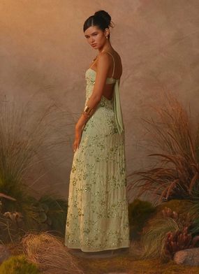 Celandine Beaded Maxi Dress - Lime Calm Grace