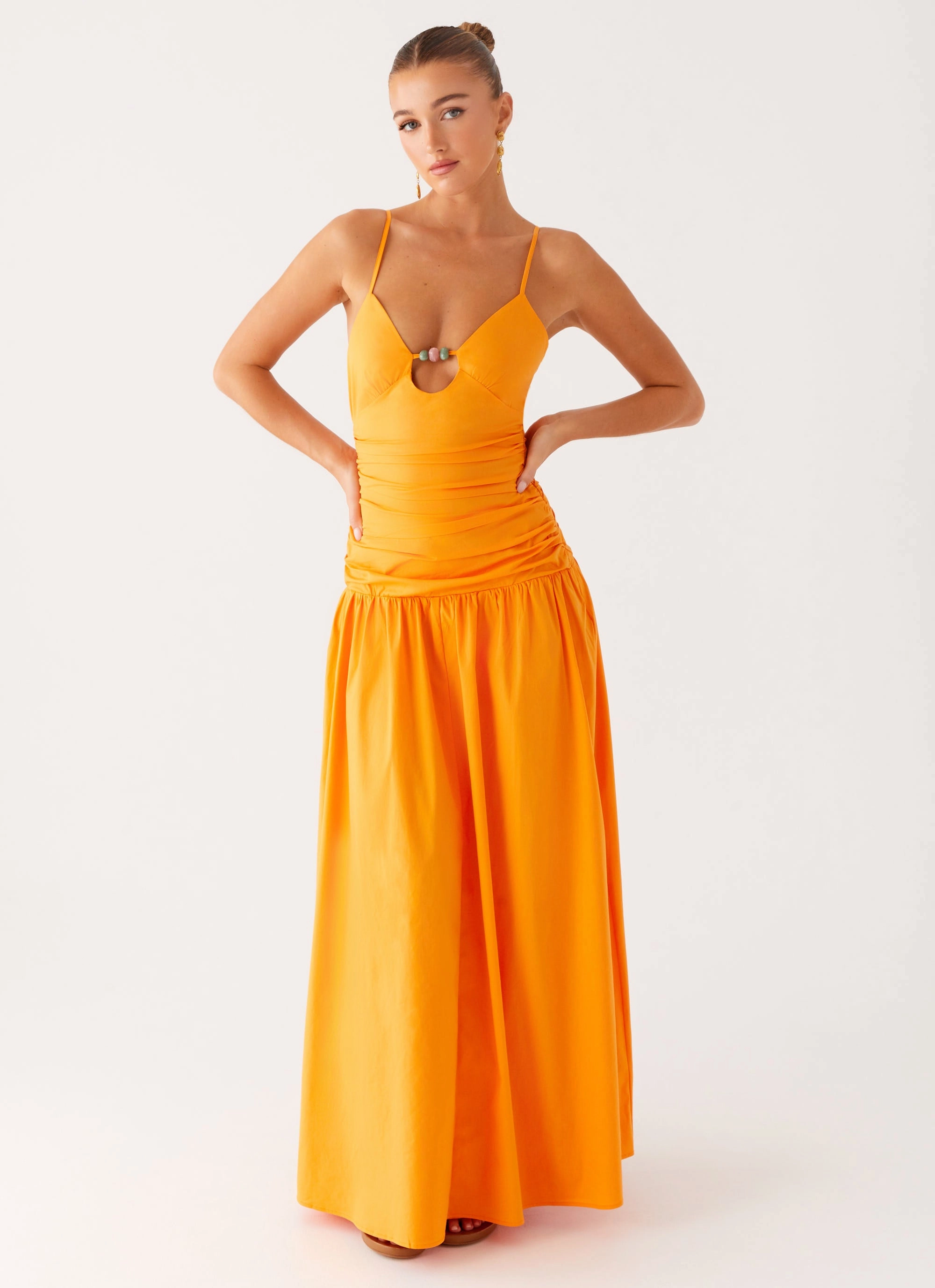 Square Neck Avani Maxi Dress - Orange