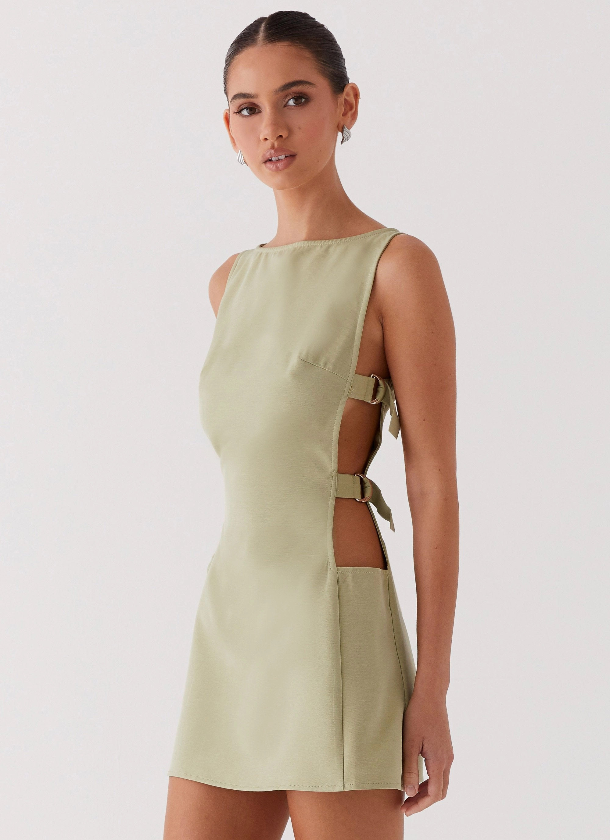 Cherish You Buckle Mini Dress - Olive Balanced Tone
