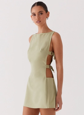 Cherish You Buckle Mini Dress - Olive Balanced Tone
