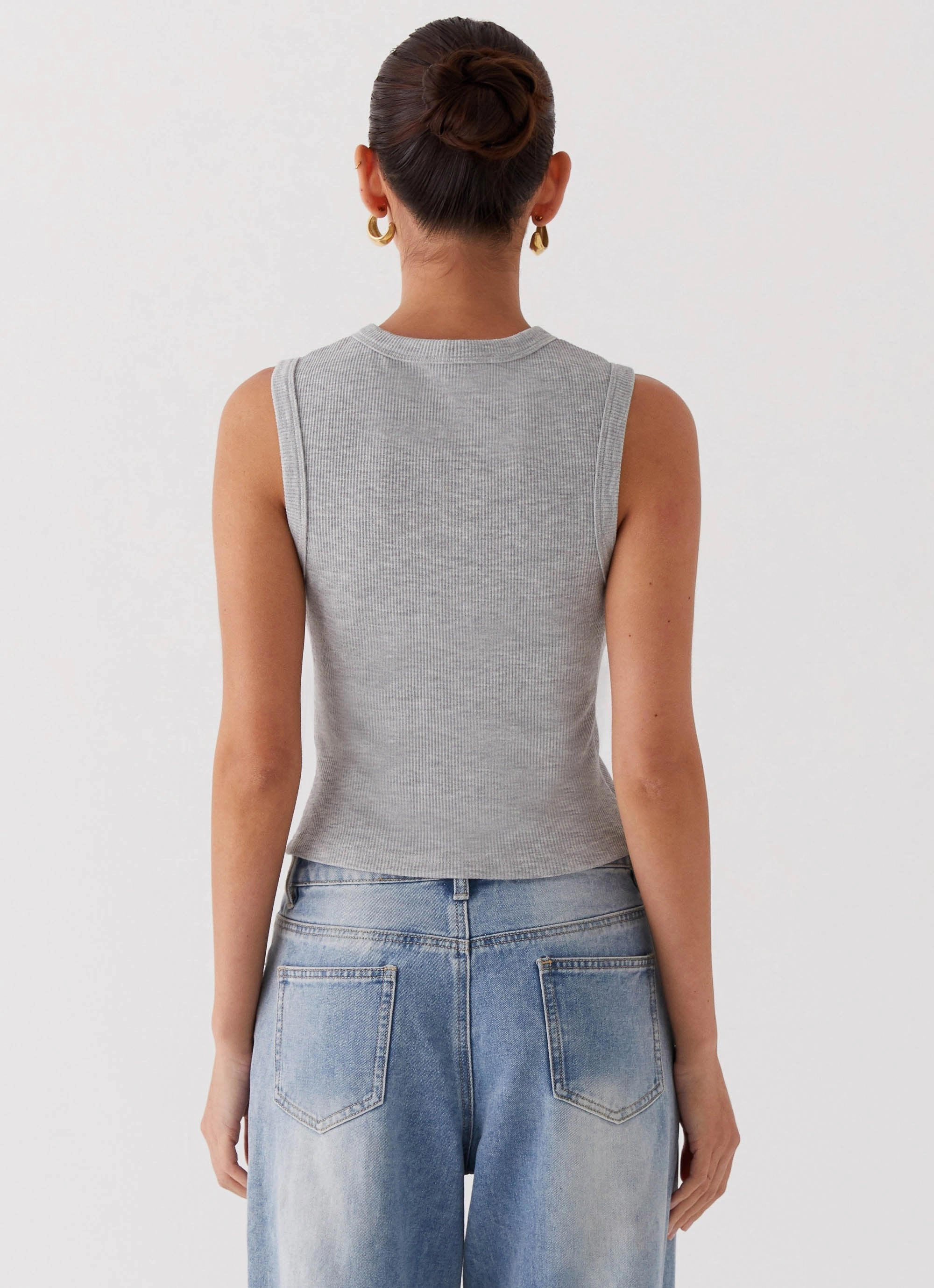 PuckerFree Surface Blair Buttoned Tank Top - Grey Marle