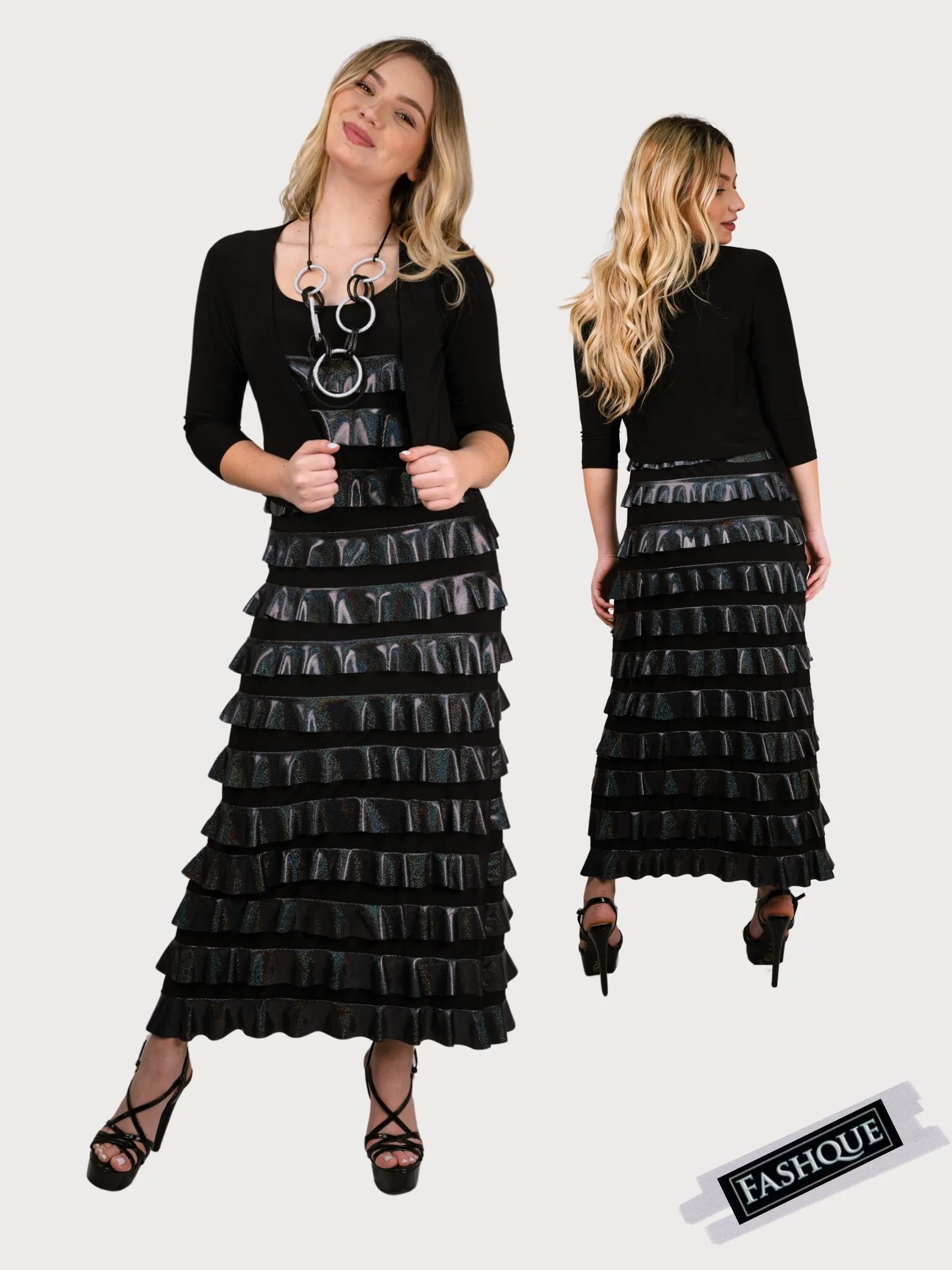FASHQUE - Ruffle Maxi Dress Sleeveless COMBO STYLE - D211C