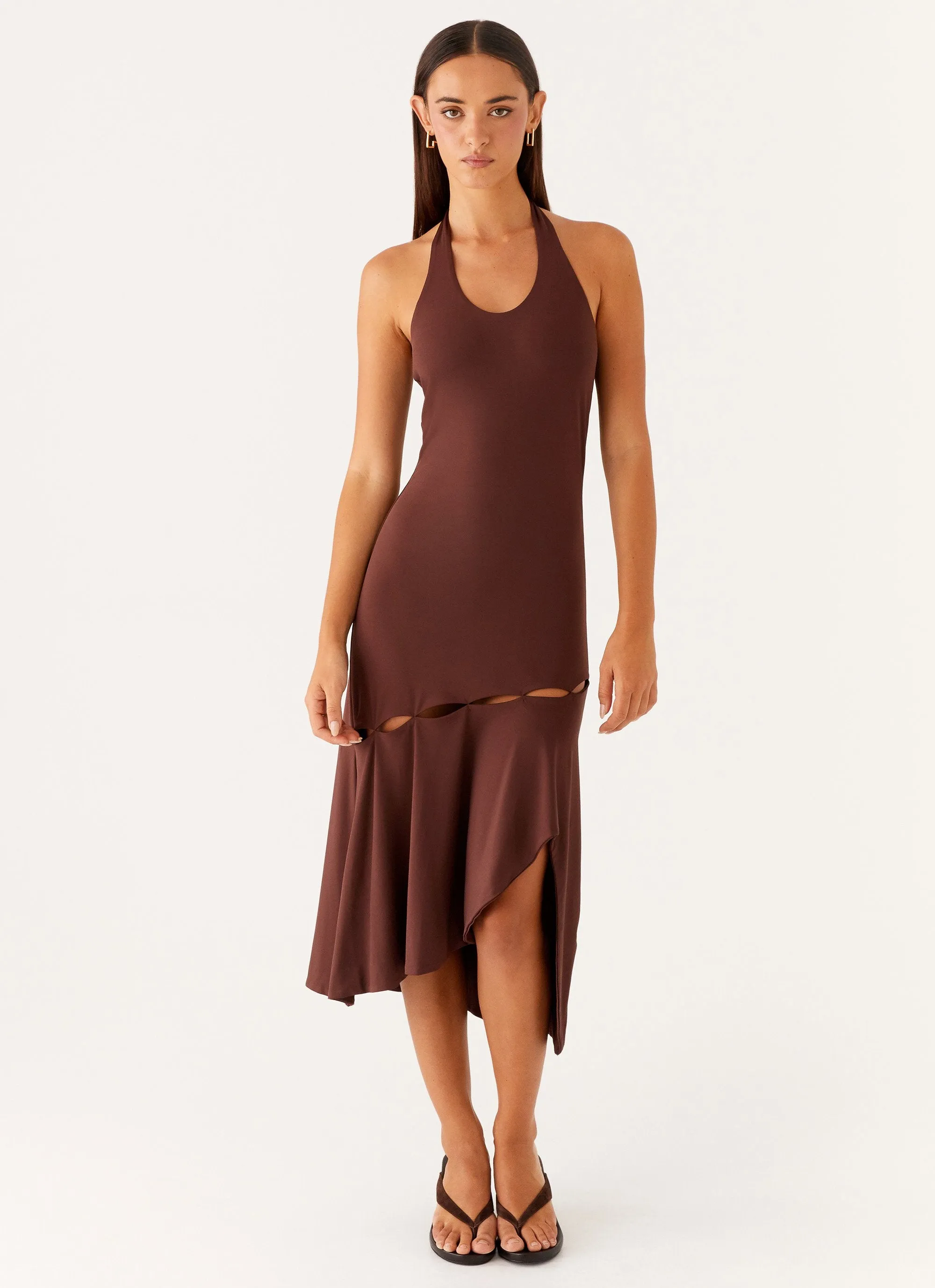 Elegant Layering Fast Times Midi Dress - Chocolate