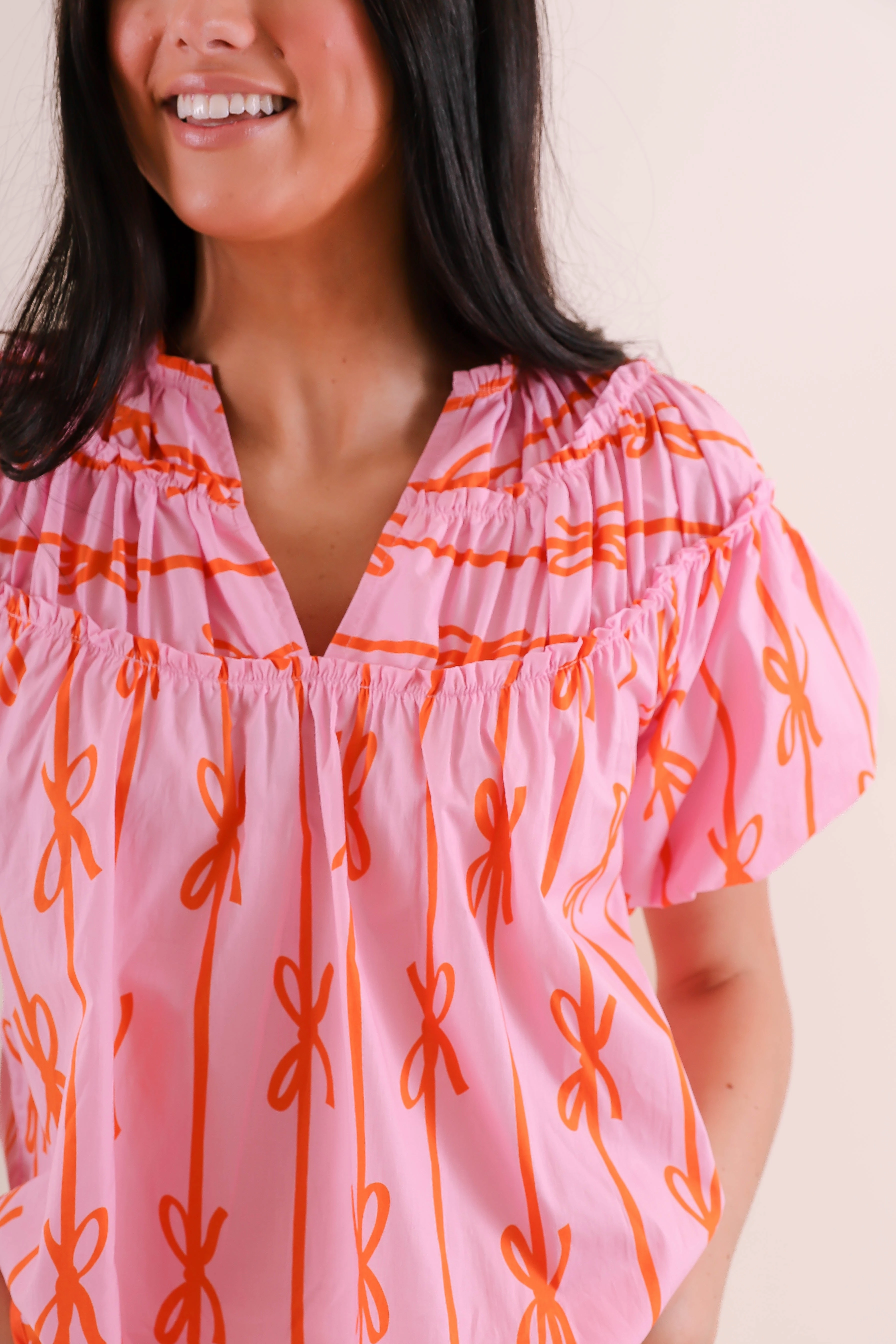 Durable Hem Stitching Double Needle Hemming RESTOCK: Little Miss Prep Blouse-Pink