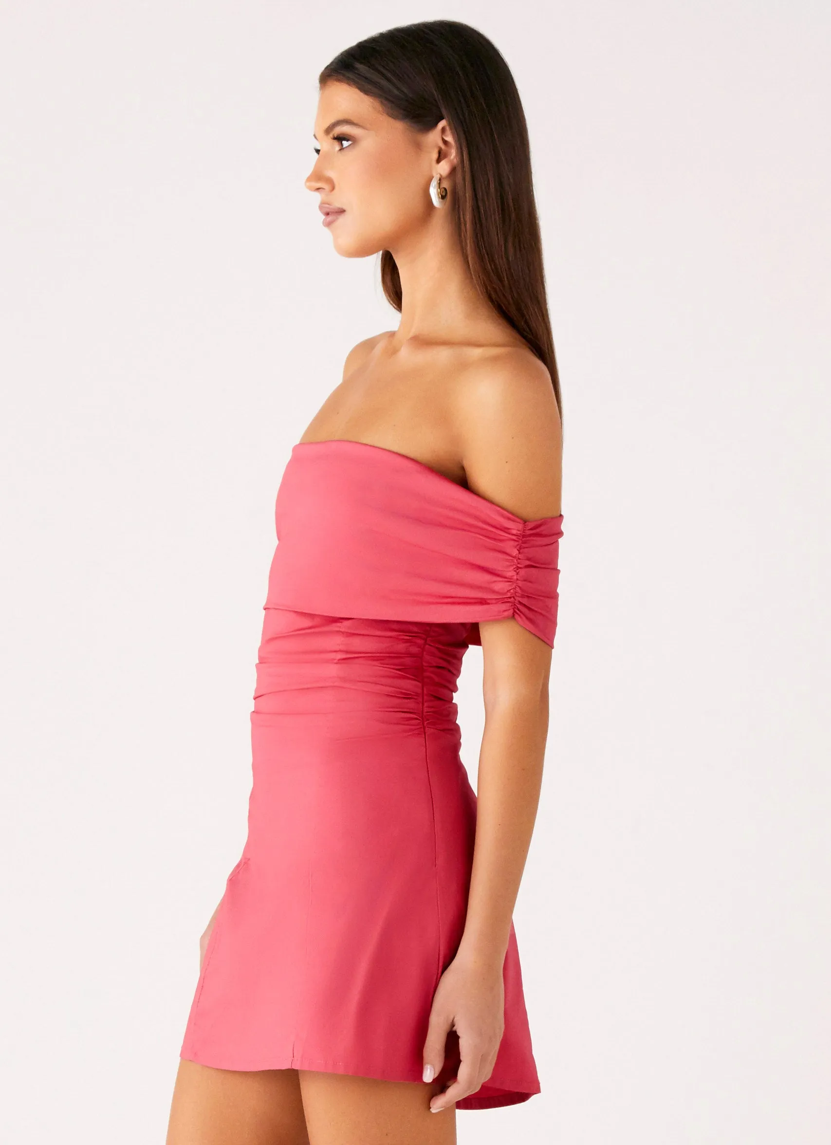 Kierra Mini Dress - Coral Soft Texture Date Ready