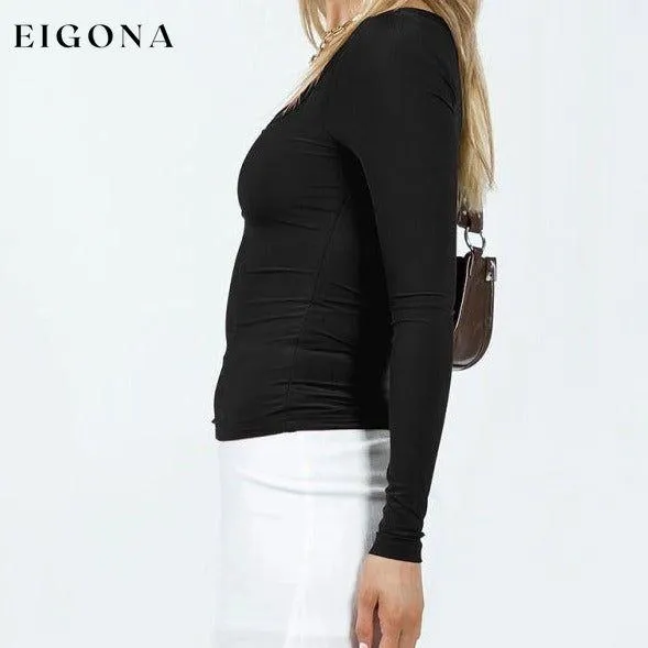 Feminine U-neck tight casual long-sleeved knitted top