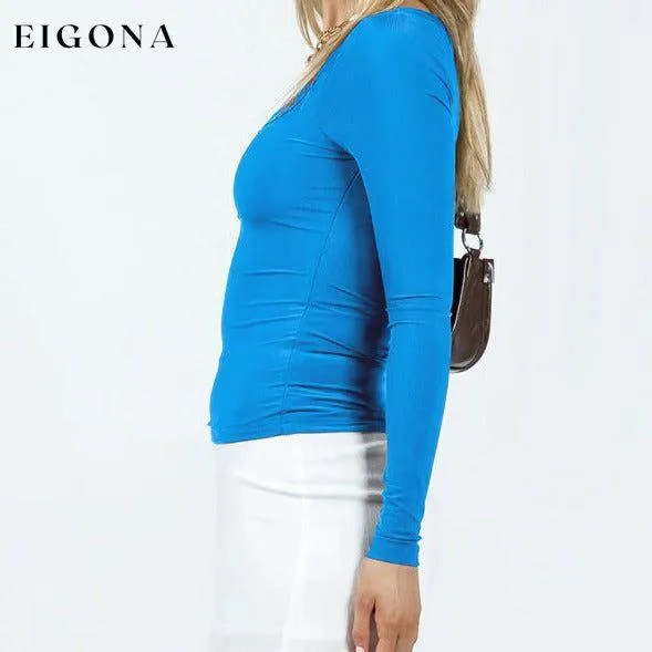 Feminine U-neck tight casual long-sleeved knitted top