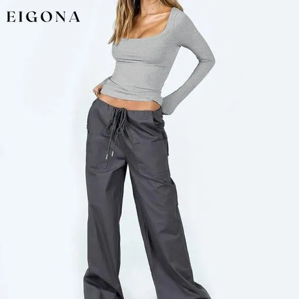 Feminine U-neck tight casual long-sleeved knitted top