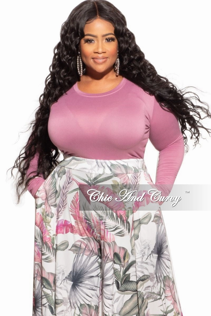 Final Sale Plus Size Long Sleeve Slim Fit Crop Top in Mauve Cozy Wear
