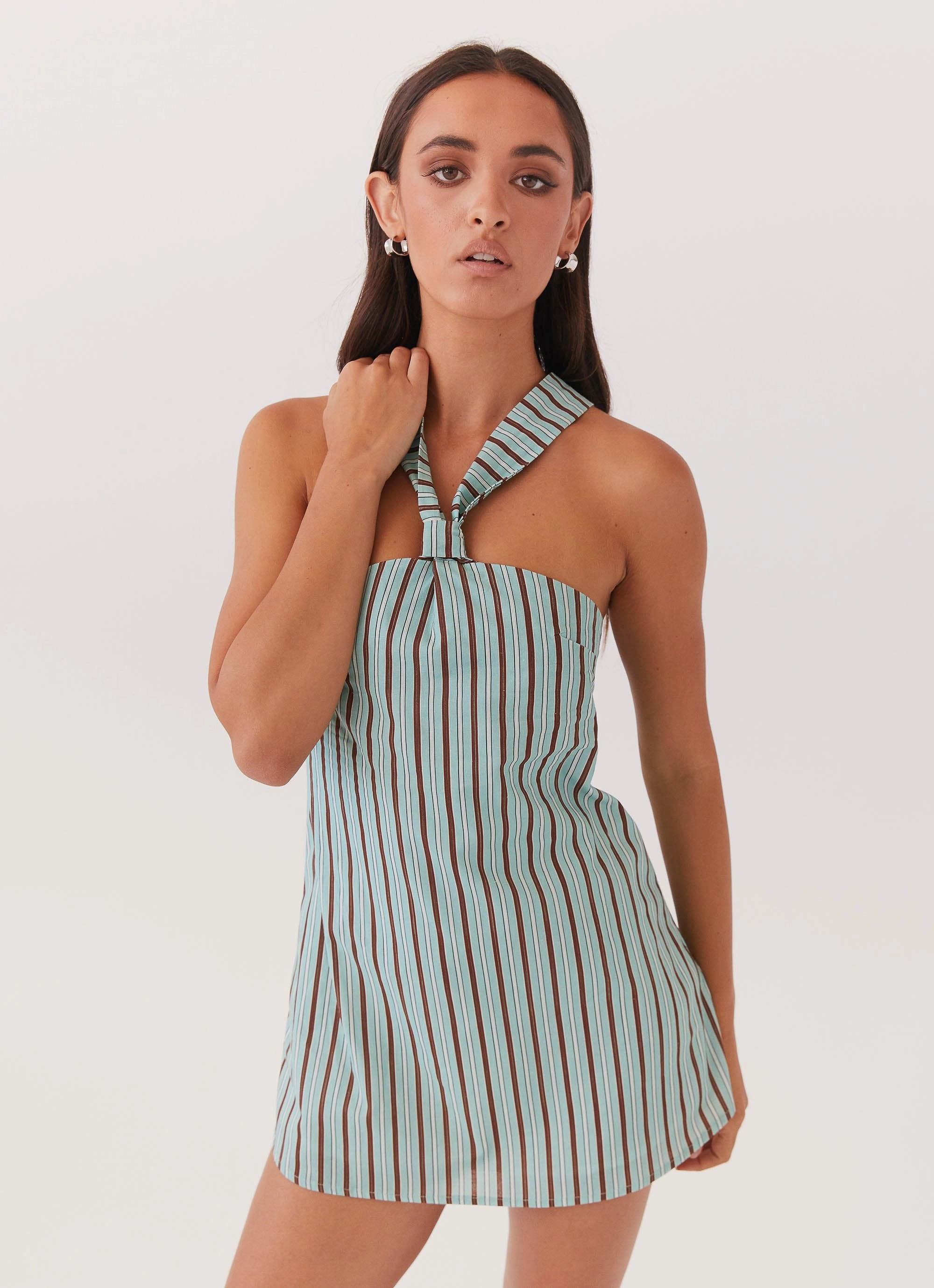 Texture Flow Keira Linen Mini Dress - Coastal Stripe