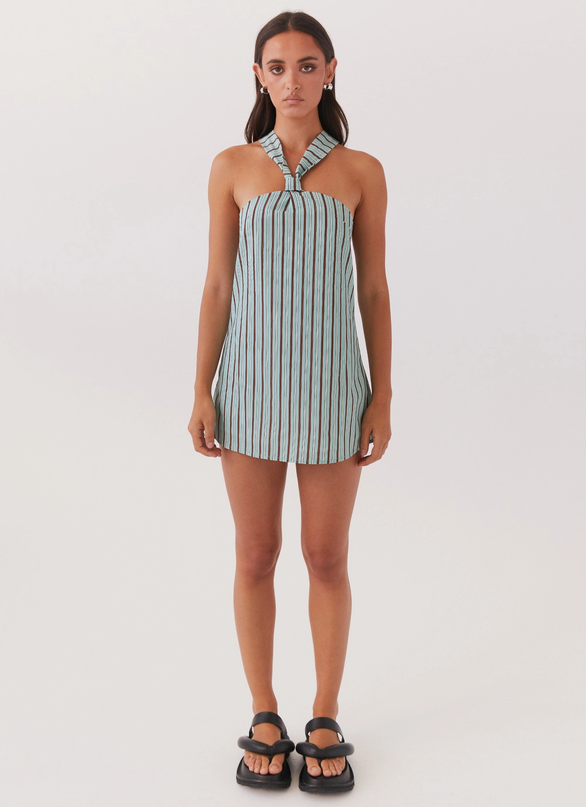 Relaxing Style Chic Fit Wear Keira Linen Mini Dress - Coastal Stripe