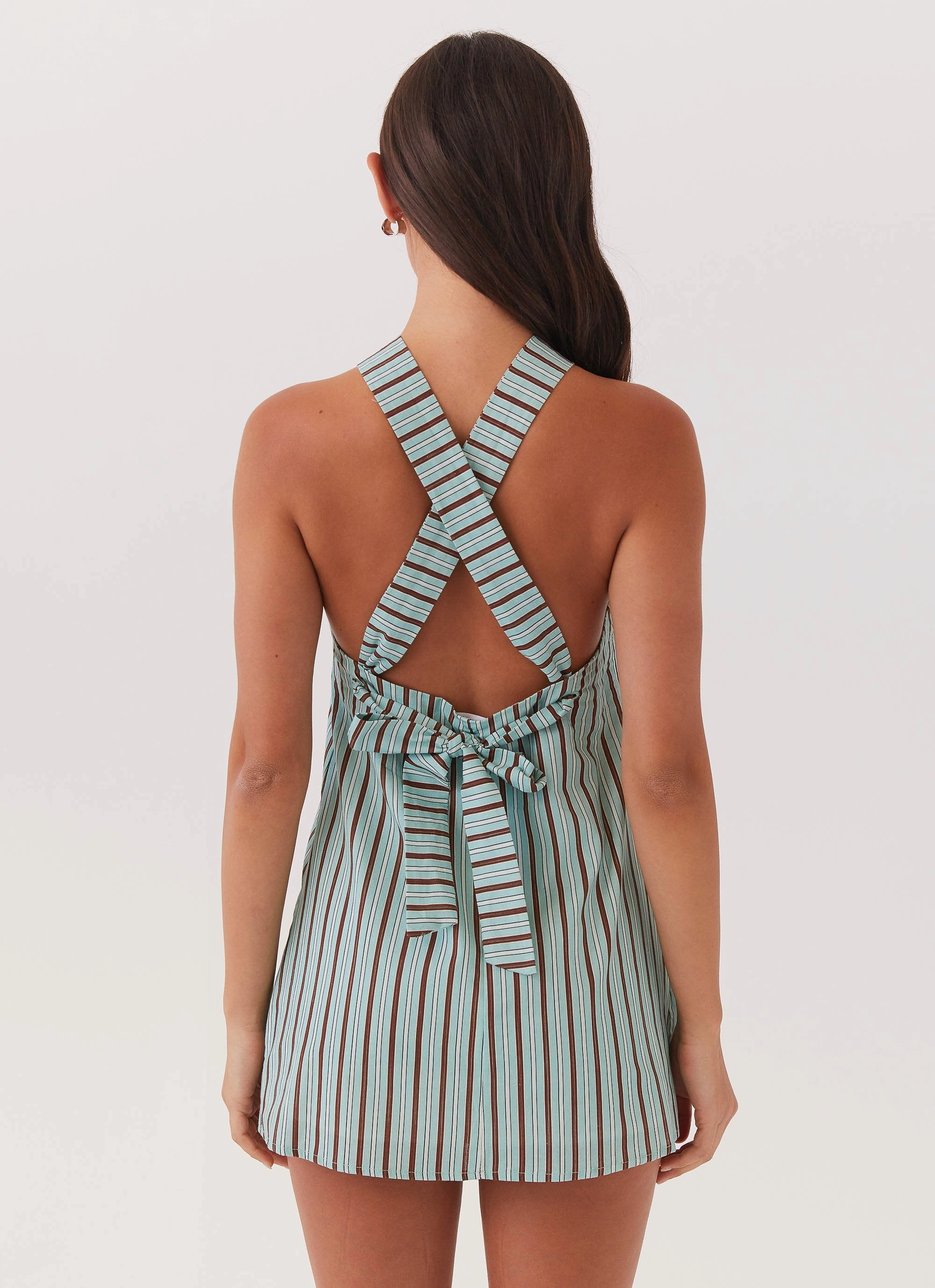 Keira Linen Mini Dress - Coastal Stripe Vibrant Colors Sophisticated Layers