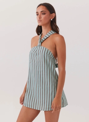 Keira Linen Mini Dress - Coastal Stripe Daily Essential Style focused