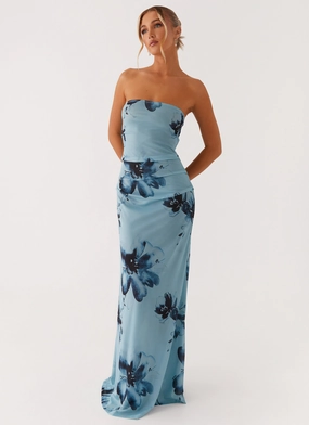 Casual Essential Field Of Dreams Maxi Dress - Blue Black Floral