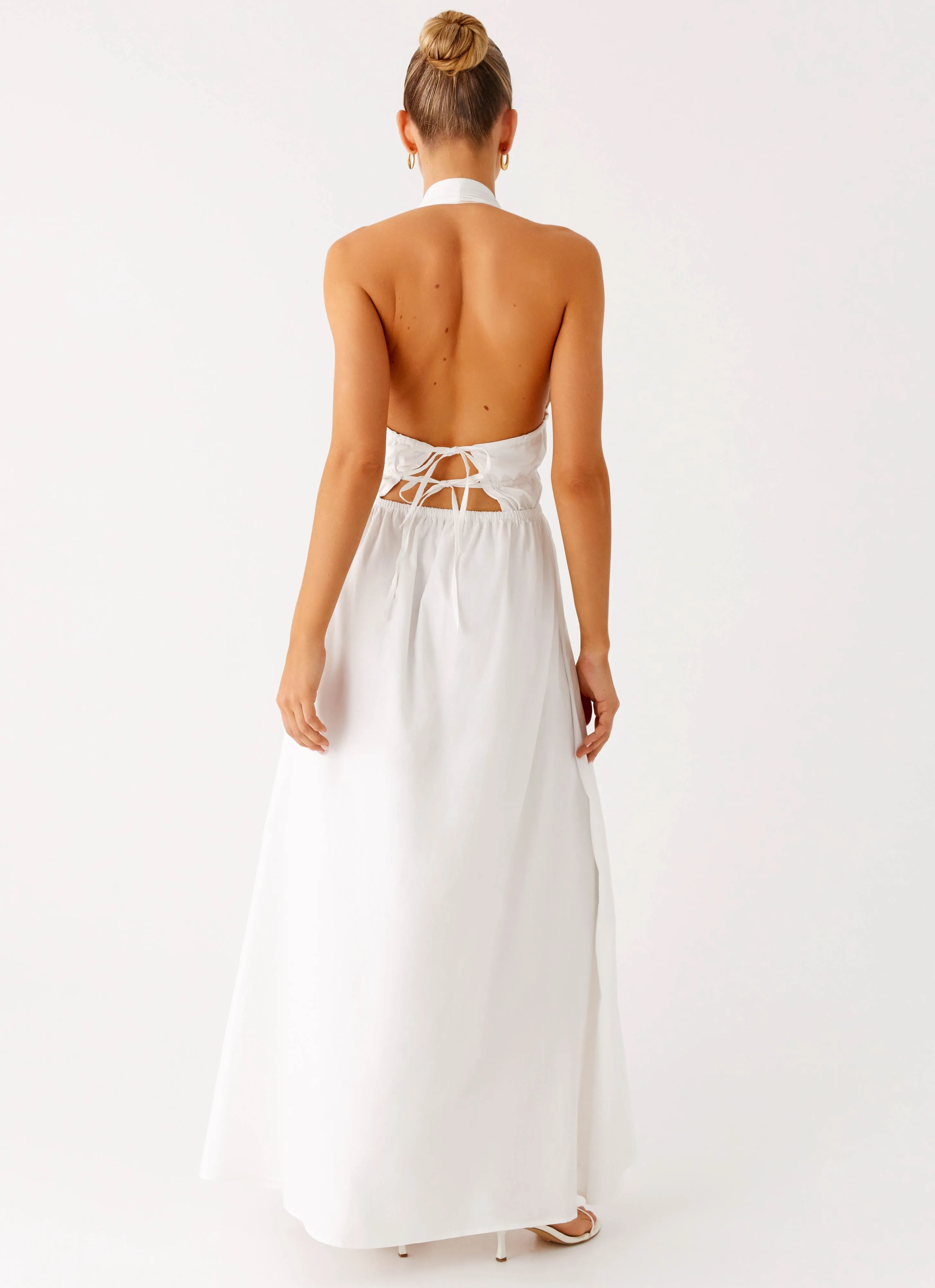 Warm Touch Figaro Halter Maxi Dress - White