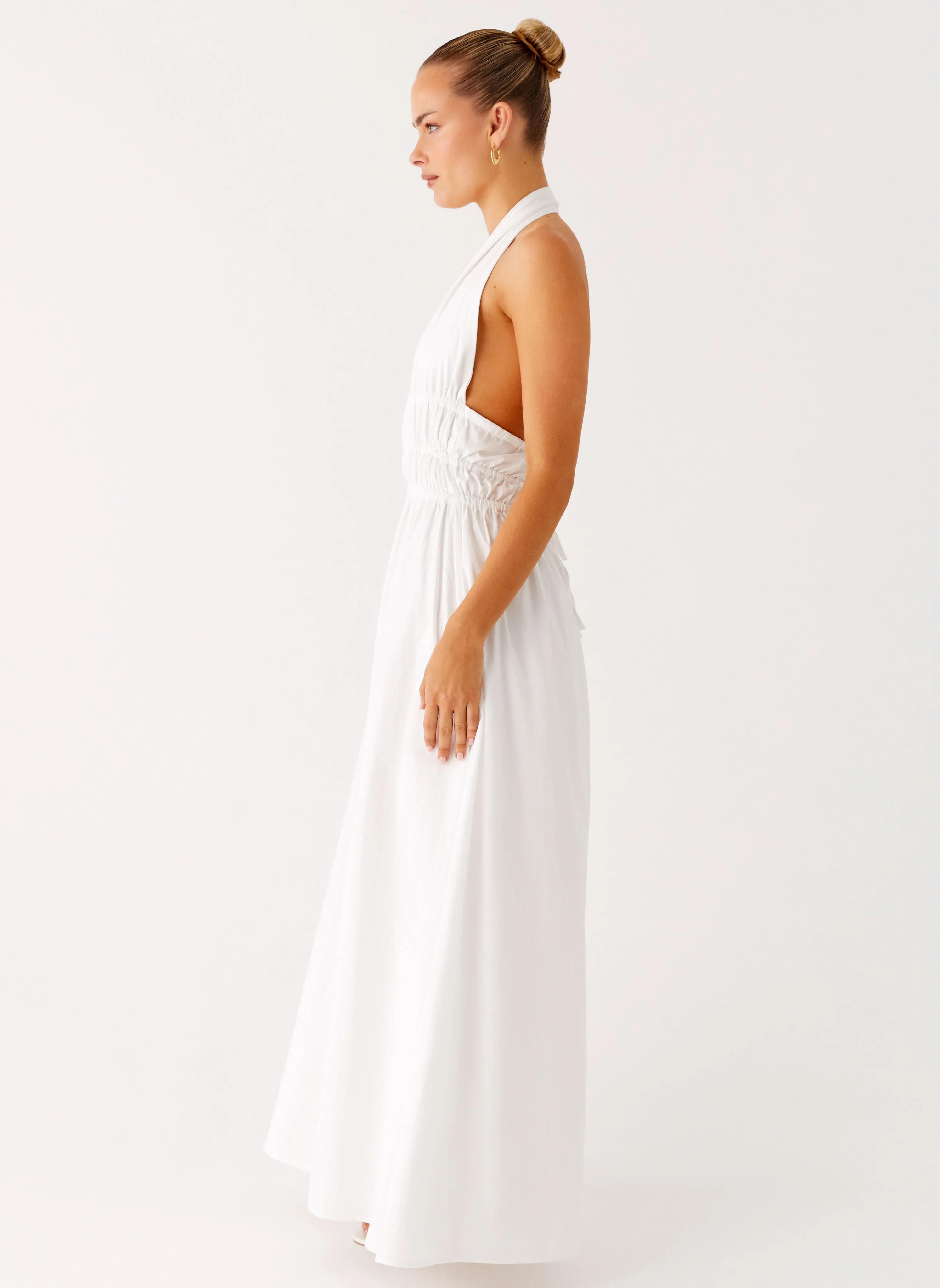 Soft-touch daywear Figaro Halter Maxi Dress - White