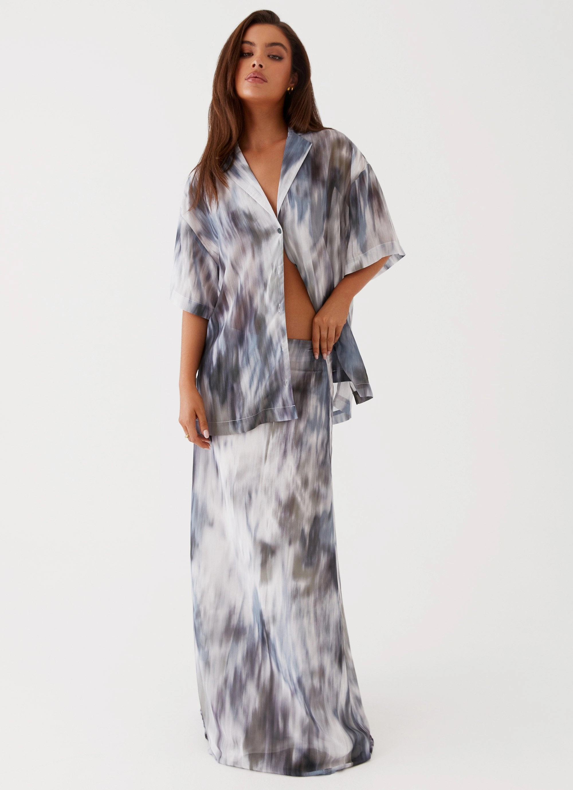 Fight The Feeling Oversized Shirt - Gloom RibbedCuff Cooling Technology