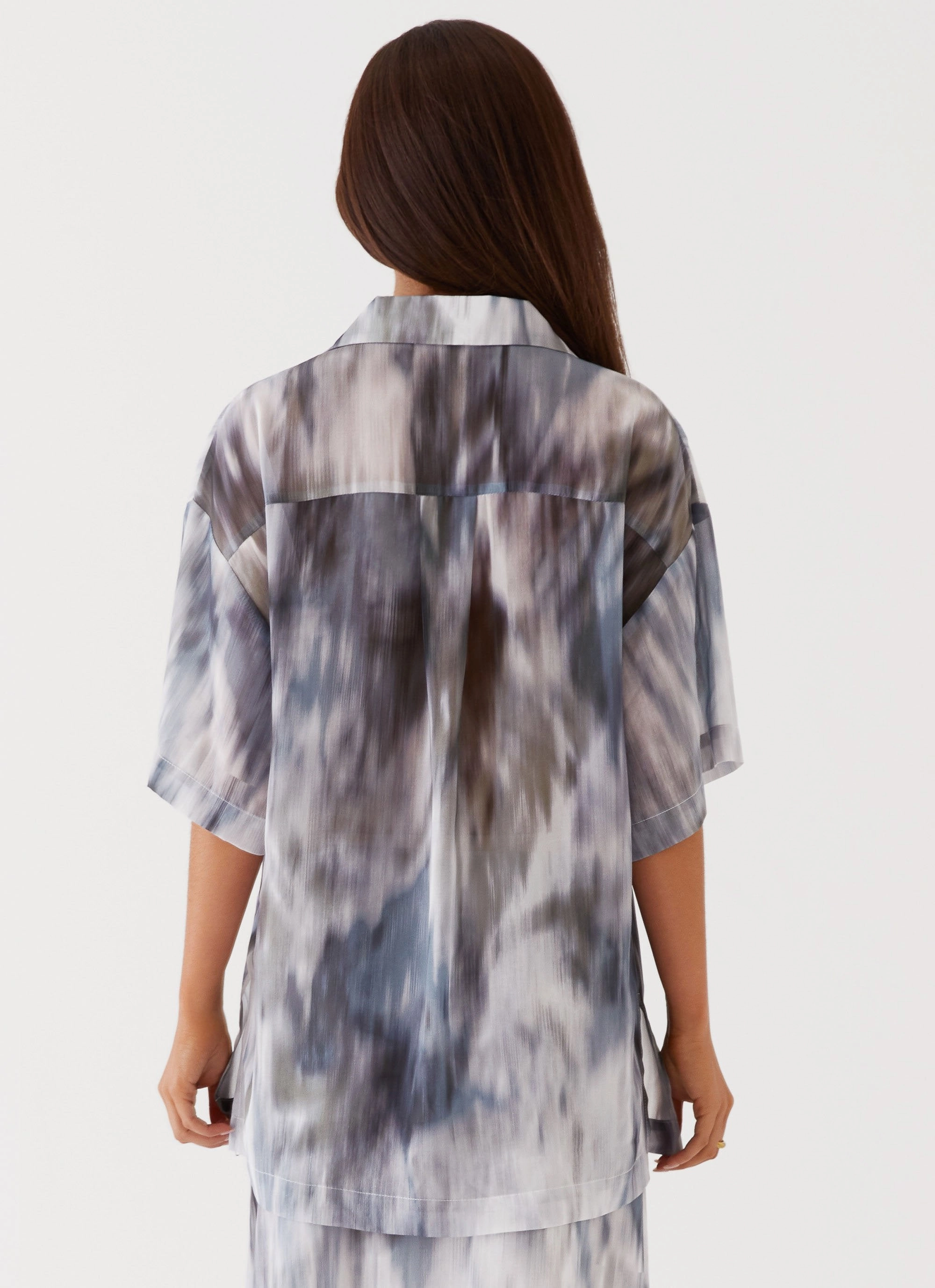 Fight The Feeling Oversized Shirt - Gloom Yarn Dyed Pattern Cloth