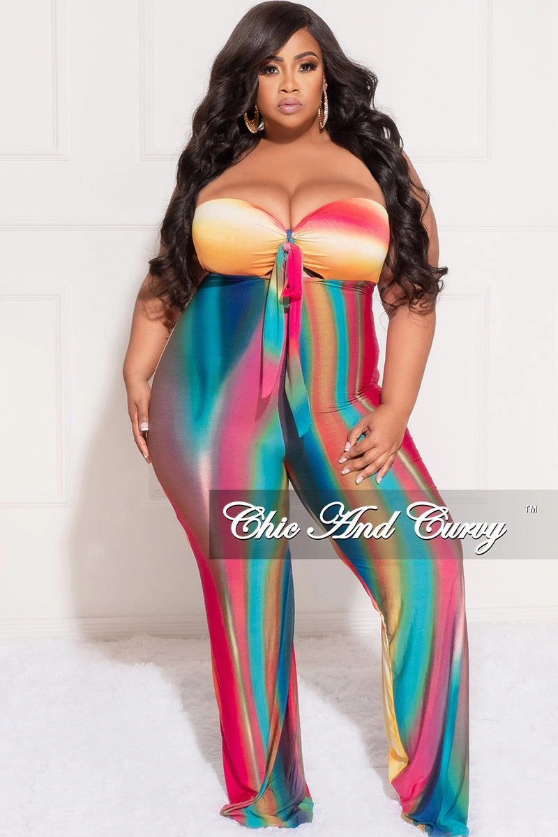 Final Plus Size Halter Jumpsuit in Fuchsia Royal Blue Orange Teal and Yellow Bi Stretch Fabric Relaxed Vibe