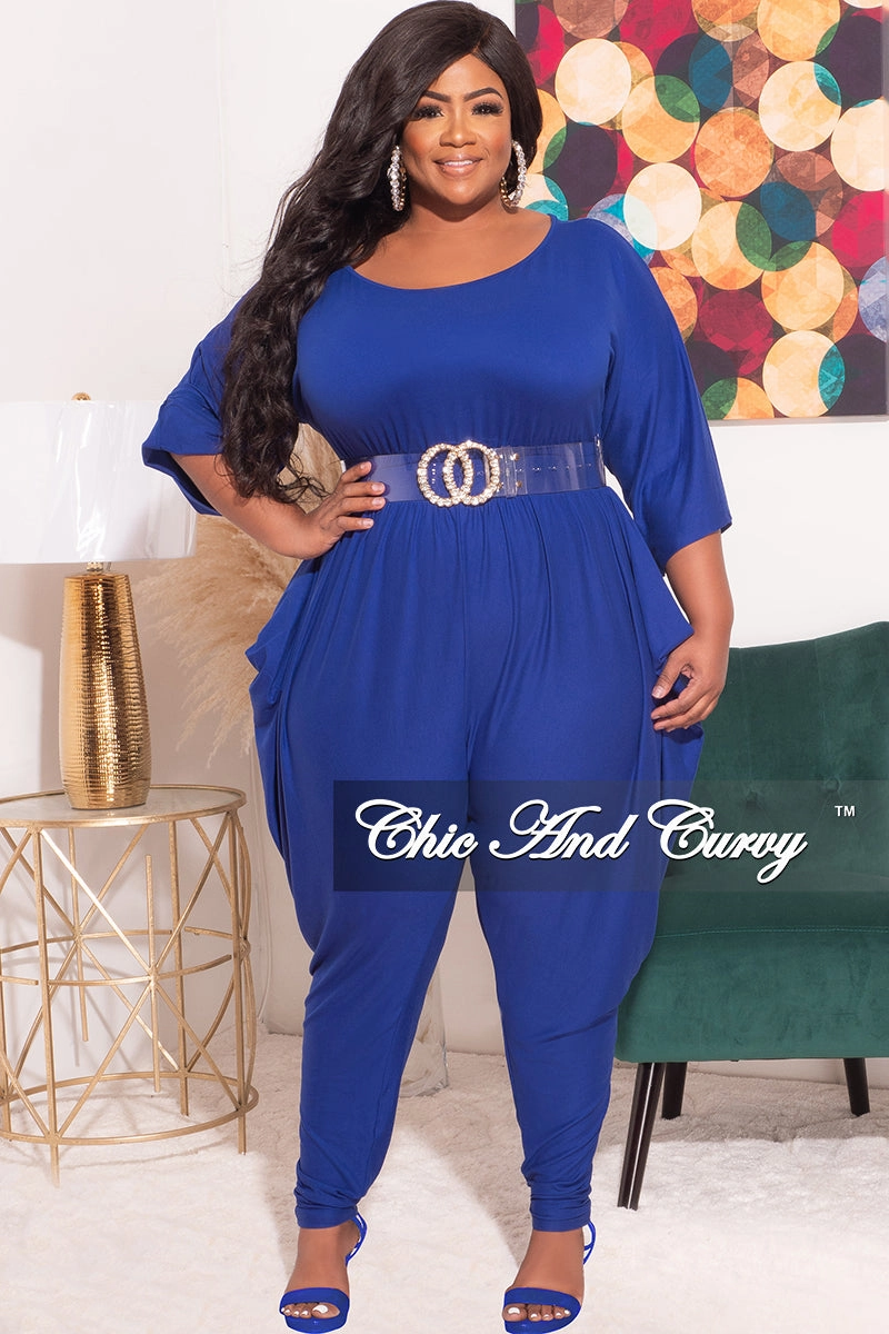 Final Plus Size Jumpsuit with Harem Effect in Royal Blue Minimalist Fit Durable Seam Construction