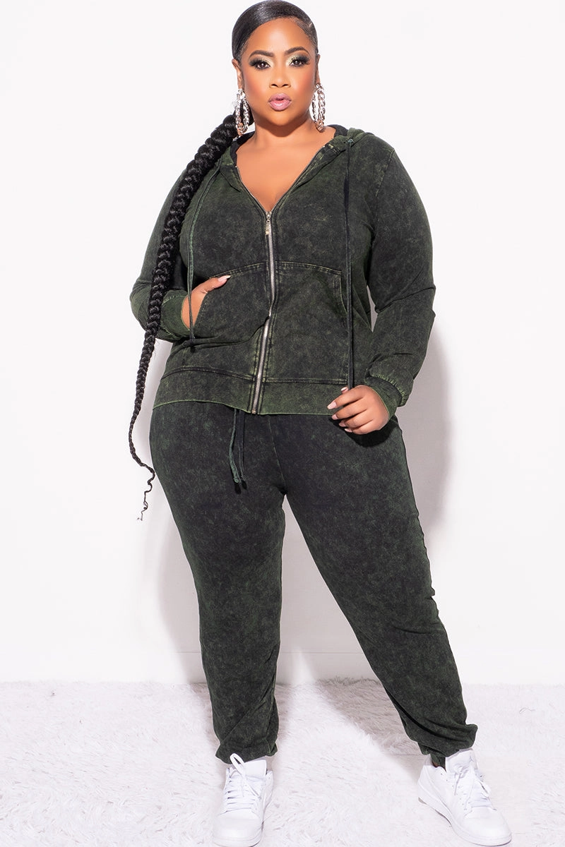 FlexibleMobility WrinkleResistantMaterial Final Sale Plus Size 2-Pc Set in Army Green