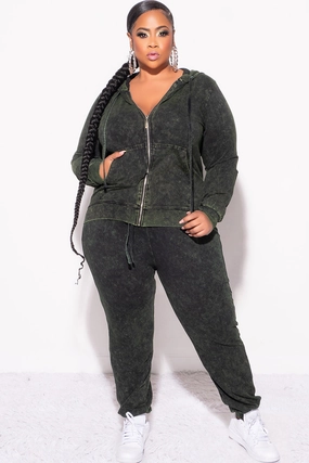 FlexibleMobility WrinkleResistantMaterial Final Sale Plus Size 2-Pc Set in Army Green