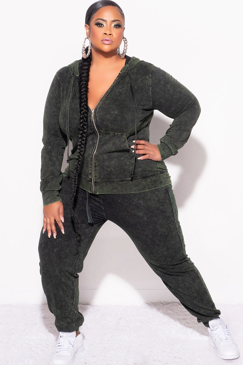 Final Sale Plus Size 2-Pc Set in Army Green Flattering Comfort Low-rise style