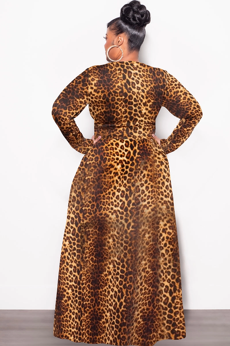 Final Sale Plus Size 2-Pc Skirt Set in Dark Cheetah Print Flexible Gusset Design Practical Comfort