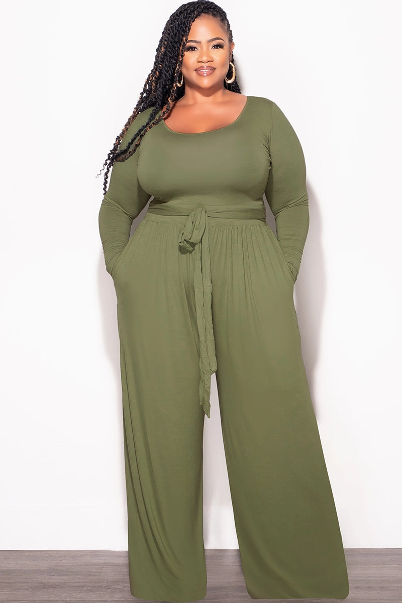 Simple Comfort Wear Final Sale Plus Size 2pc Crop Top and Palazzo Pant Set in Sage