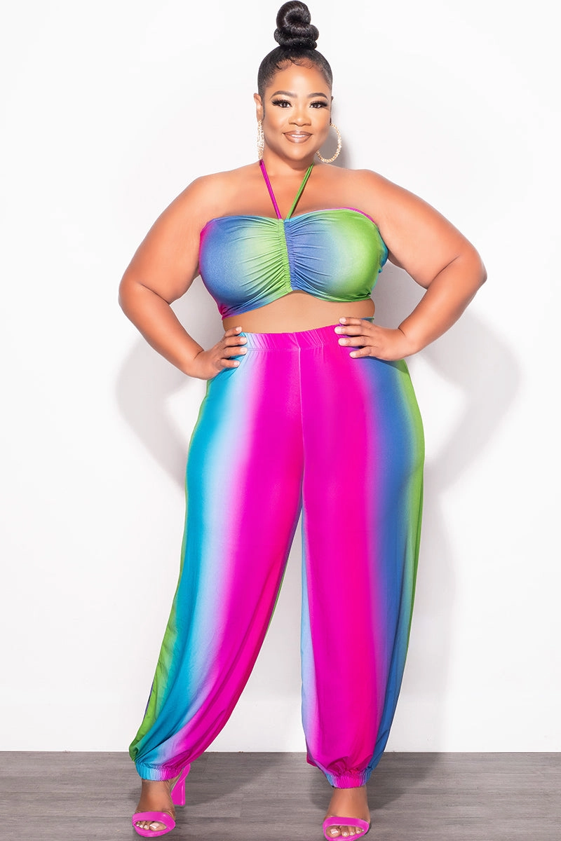 Casual Comfort Layers Final Sale Plus Size 2pc Halter Set in Ombr?? Print