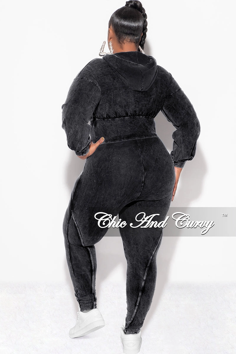Final Sale Plus Size 2pc Hooded Top and Set in Black Modern Layer Flexible Layer