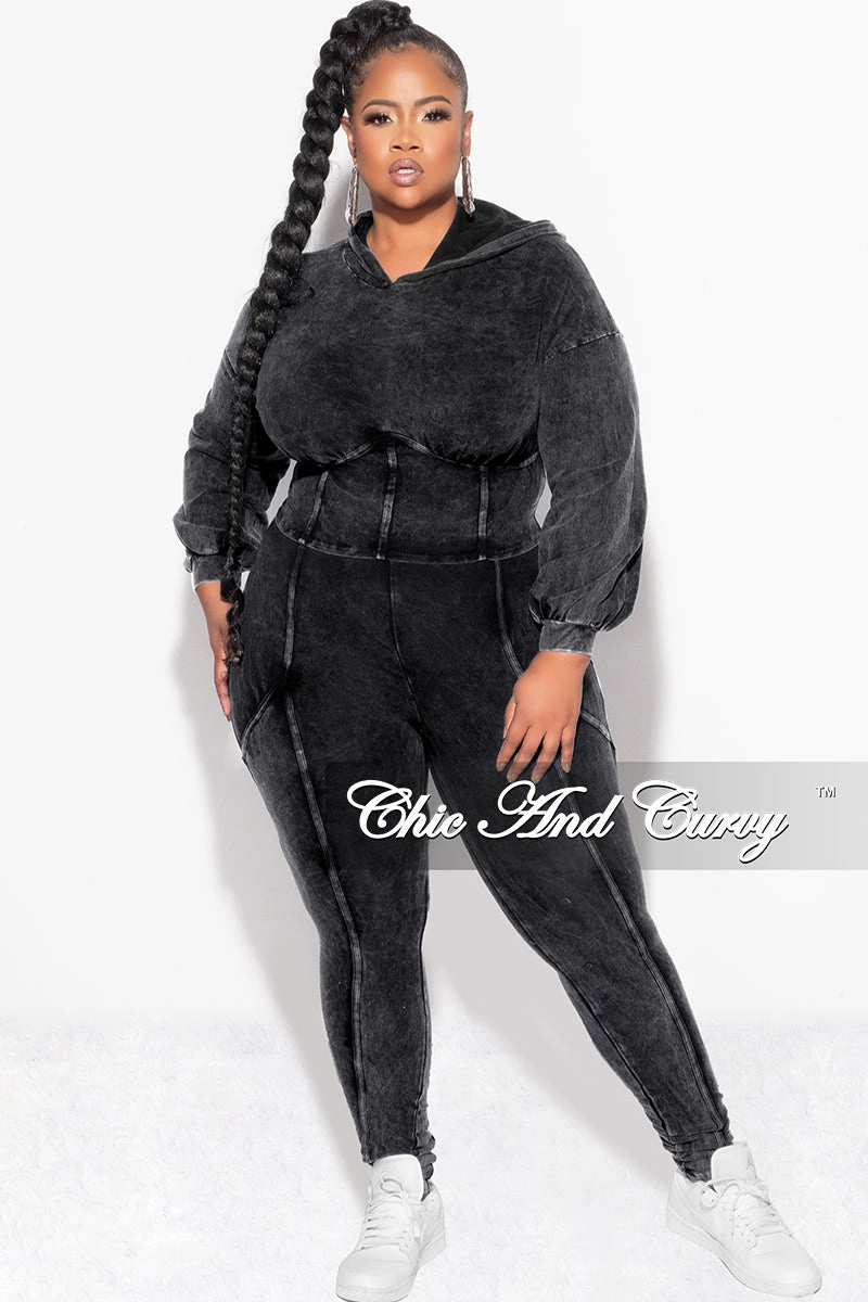 Wide fit Commuter Ready Final Sale Plus Size 2pc Hooded Top and Set in Black