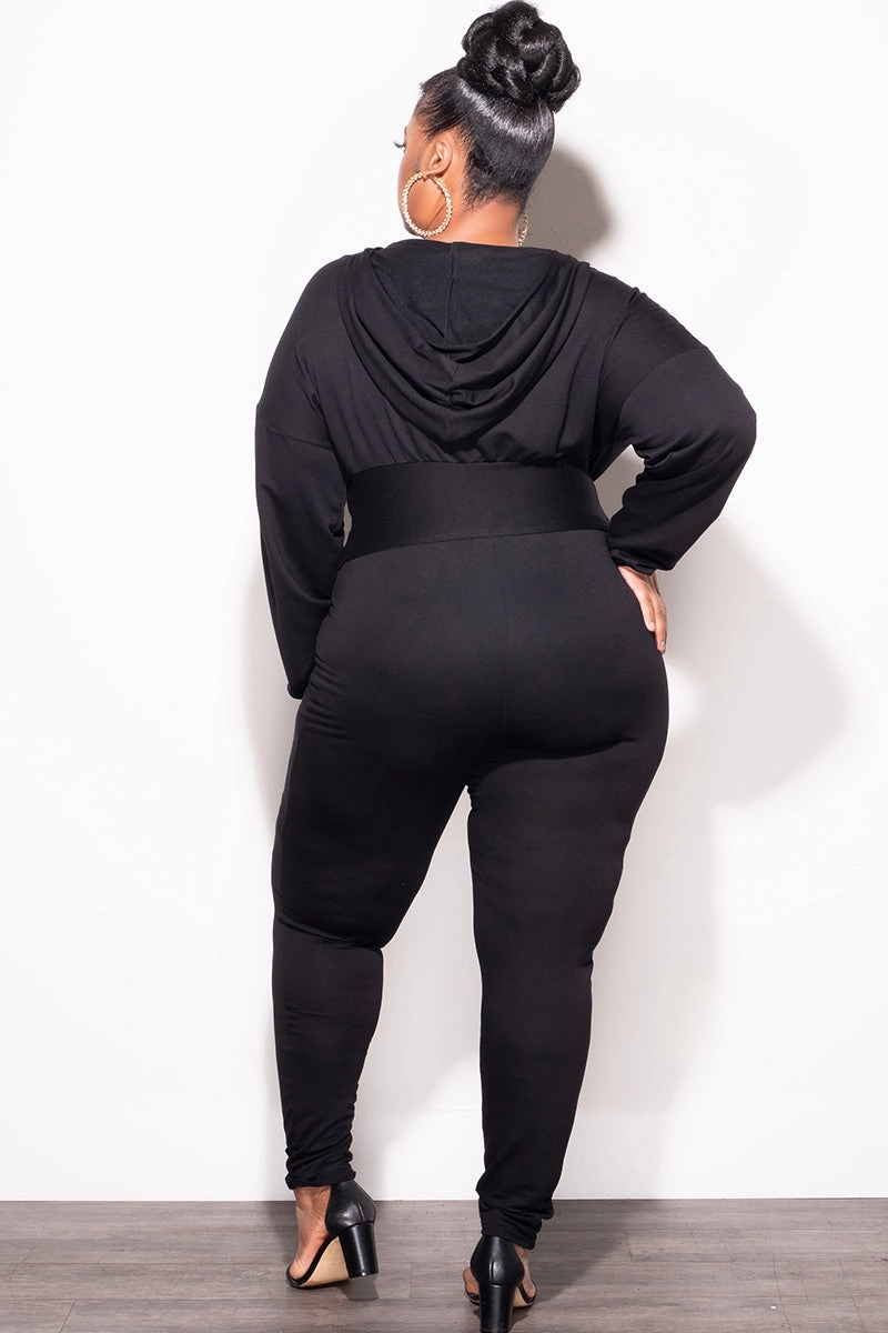 GussetedCrotch Final Sale Plus Size 2pc Jogger Set in Black