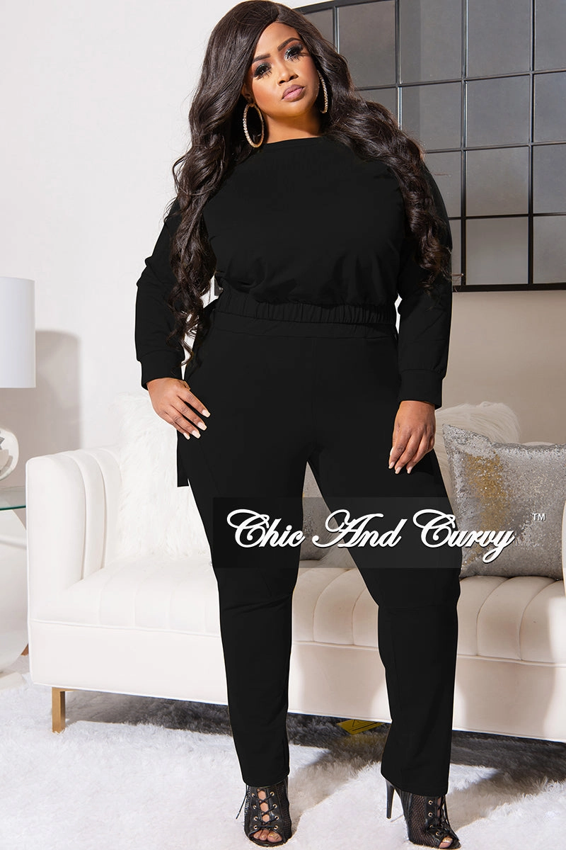 Breathable Motion Final Sale Plus Size 2pc Lounge Set in Black