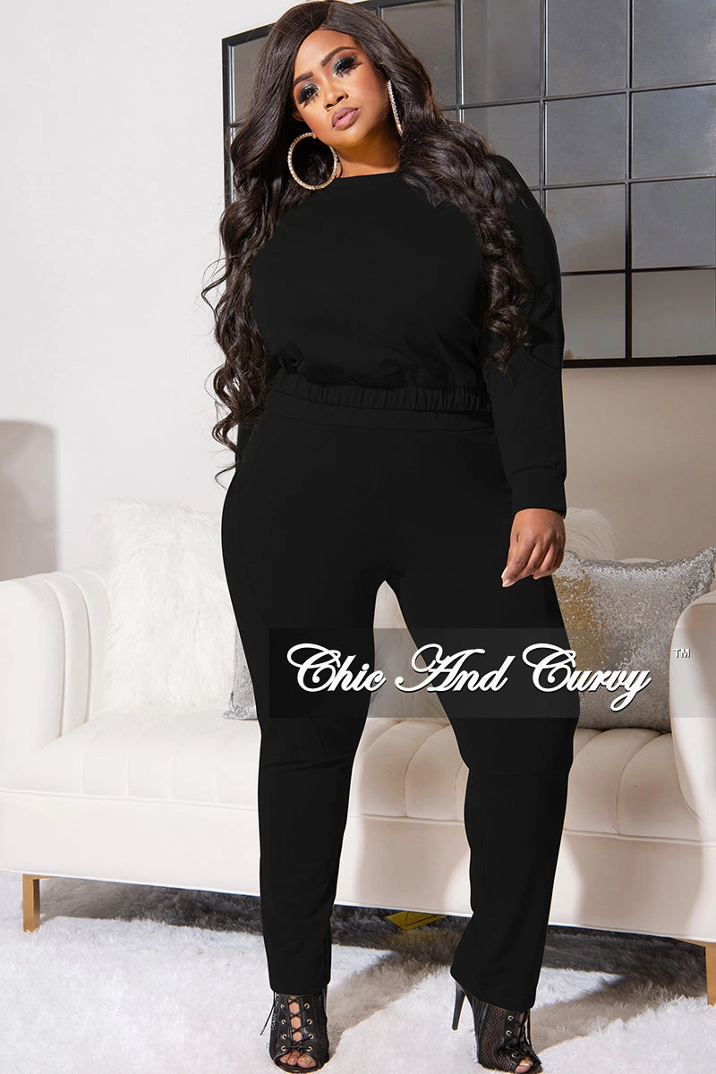 Casual Performance LightweightInsulation Final Sale Plus Size 2pc Lounge Set in Black