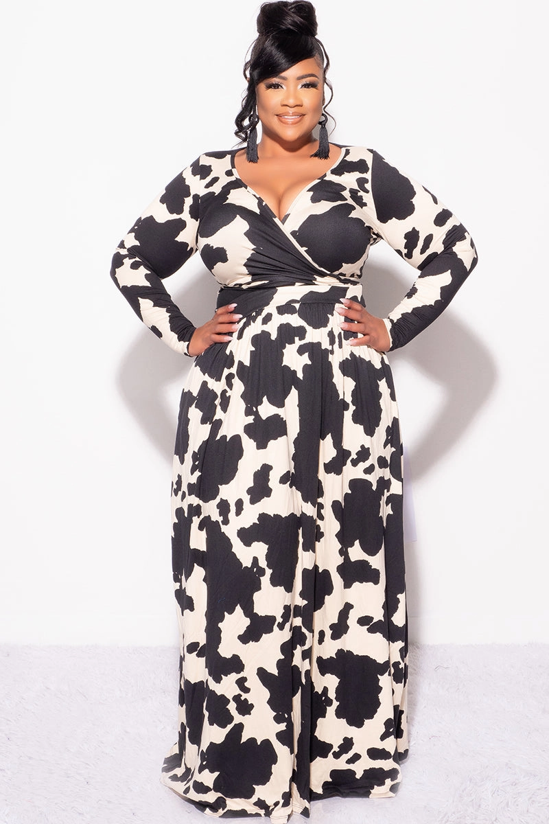 Final Sale Plus Size 2pc Maxi Skirt Set in Black and Tan Chic Fit