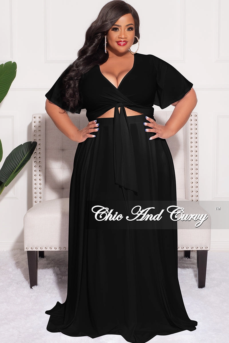 SnagFreeFabric Final Sale Plus Size 2pc Skirt Set in Black