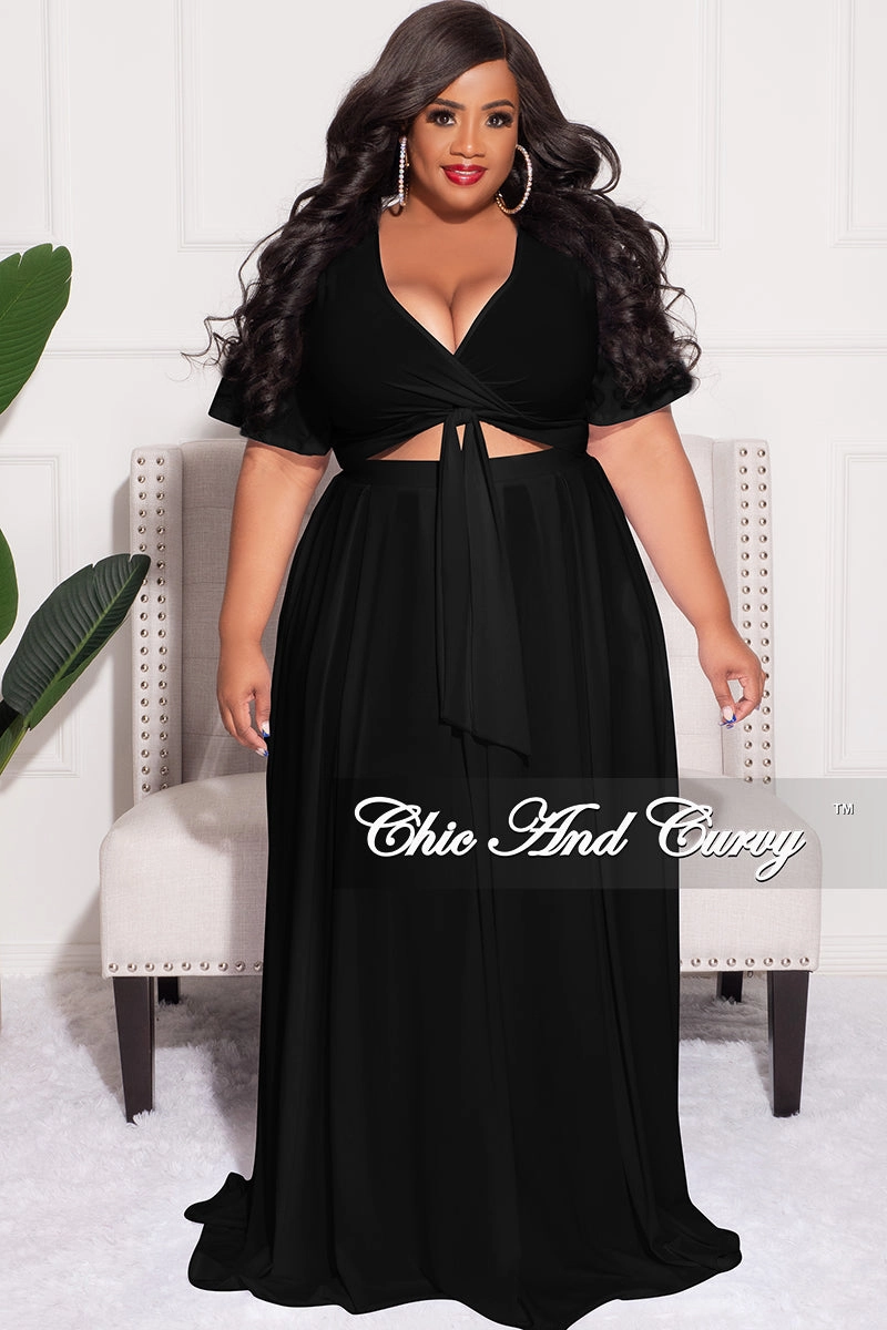 Flexible Seam Final Sale Plus Size 2pc Skirt Set in Black