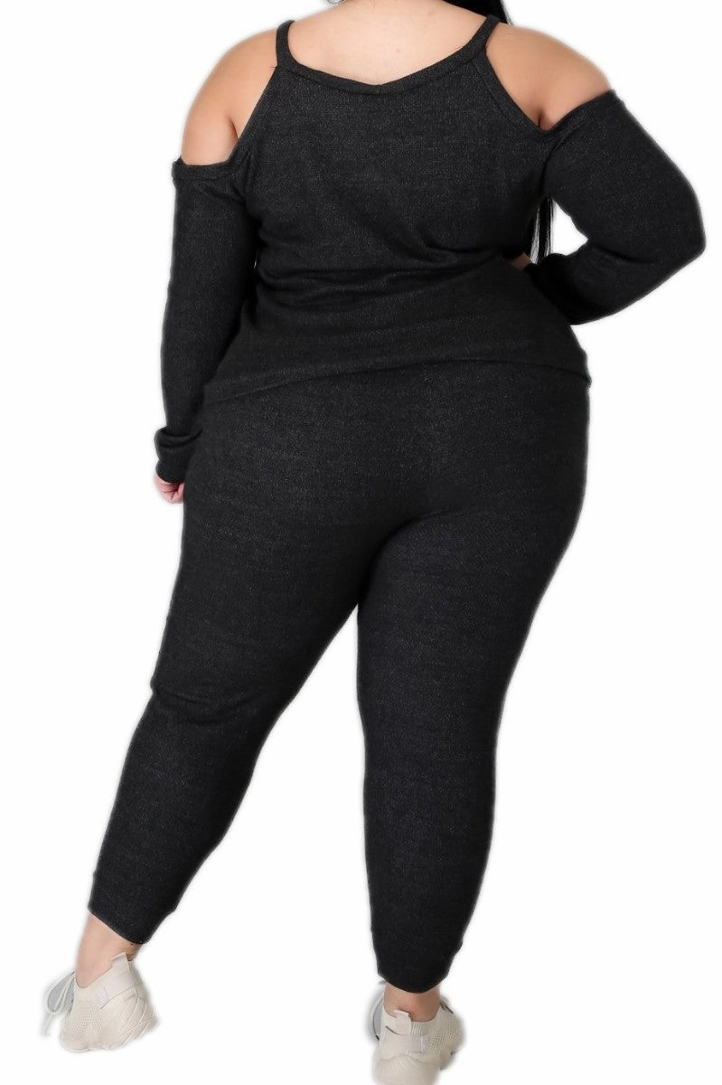 Final Sale Plus Size 2pc (Top & Jogger) Set In Charcoal FlexibleKnees Smart Motion