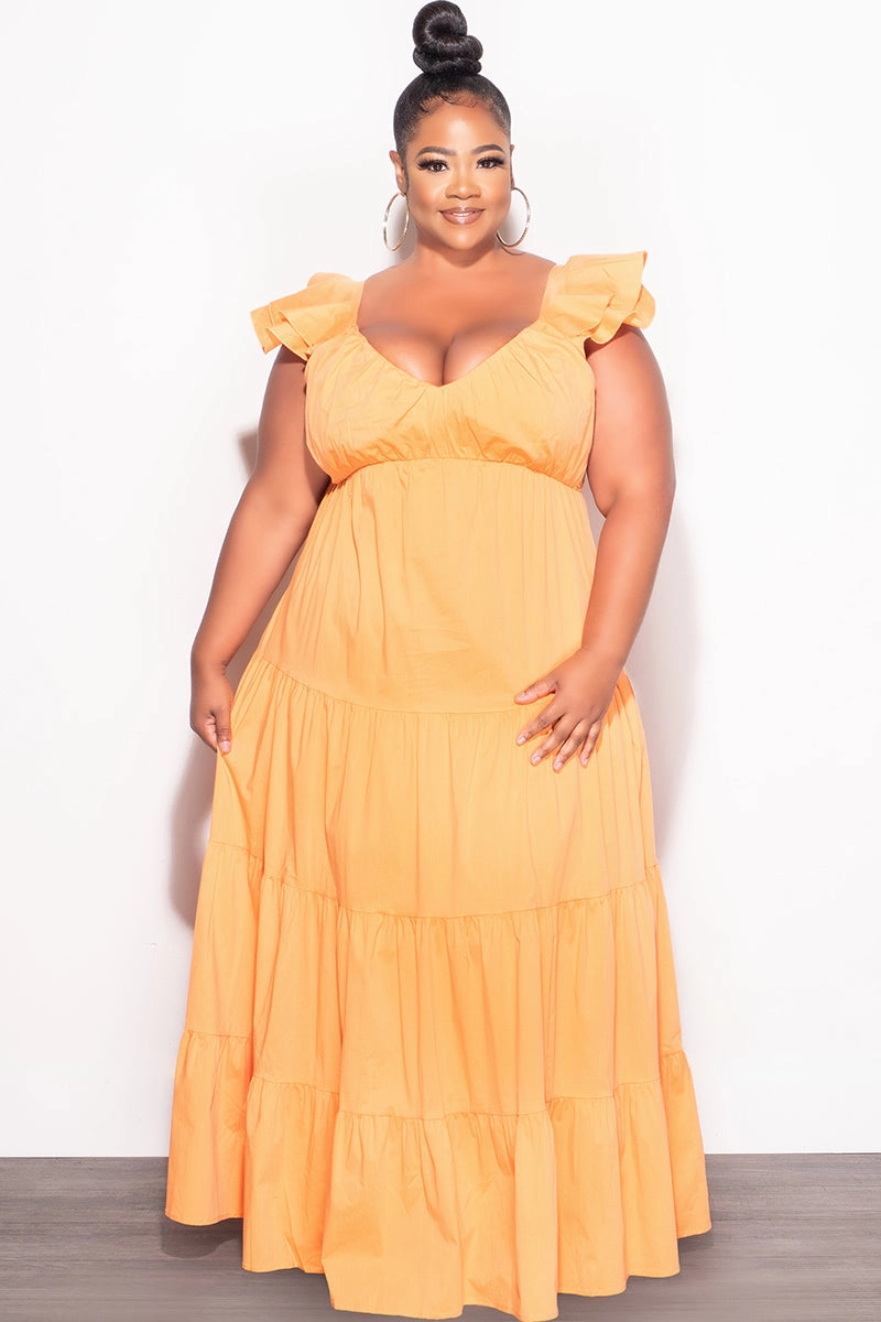 Seamless Wear Wool blend Final Sale Plus Size 3 Layered Maxi Dress in Apricot